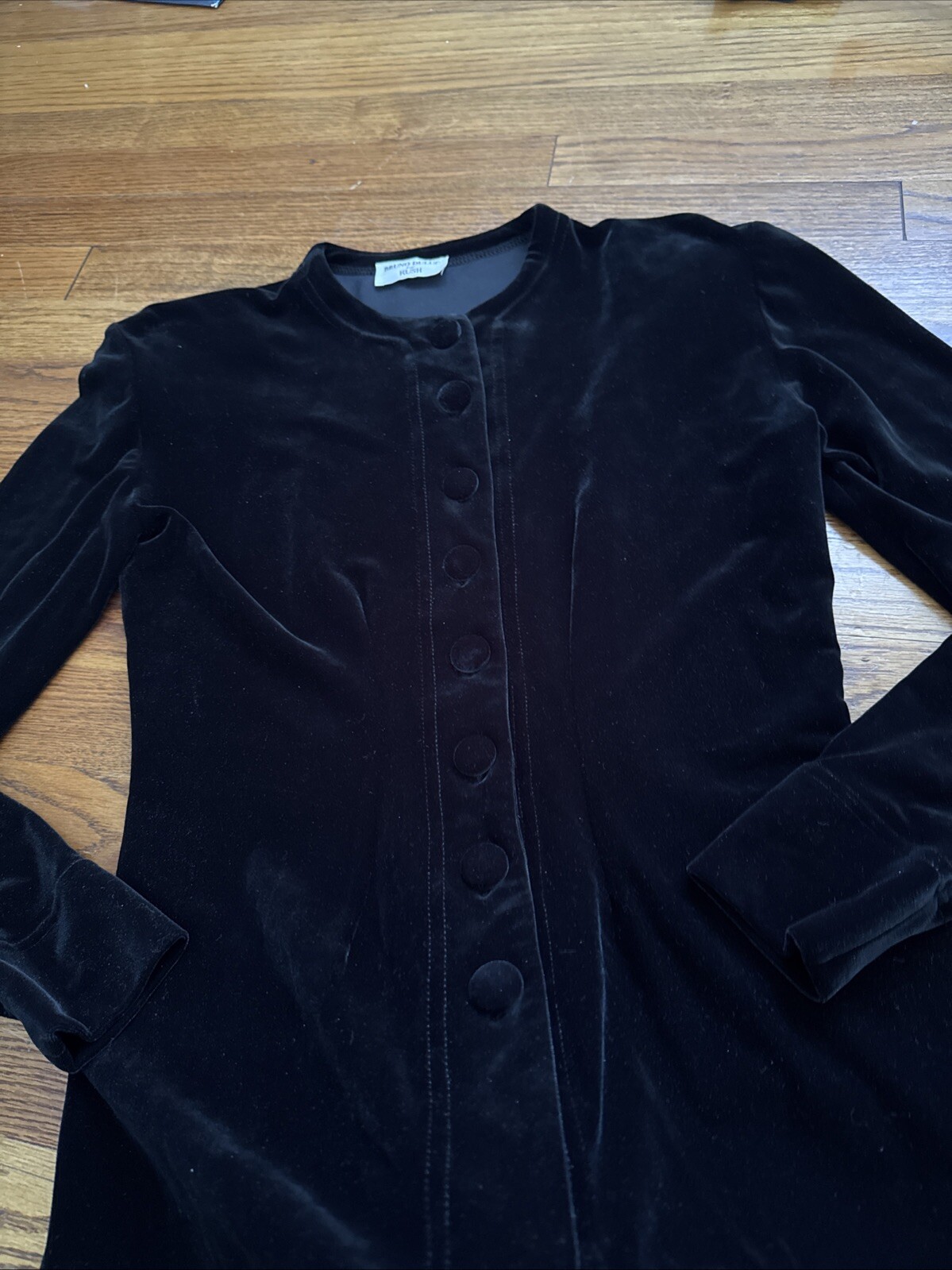 Vintage Bruno Duluc Kush Velvet 2 Pieces Jacket Skirt Velour Stretch Size S