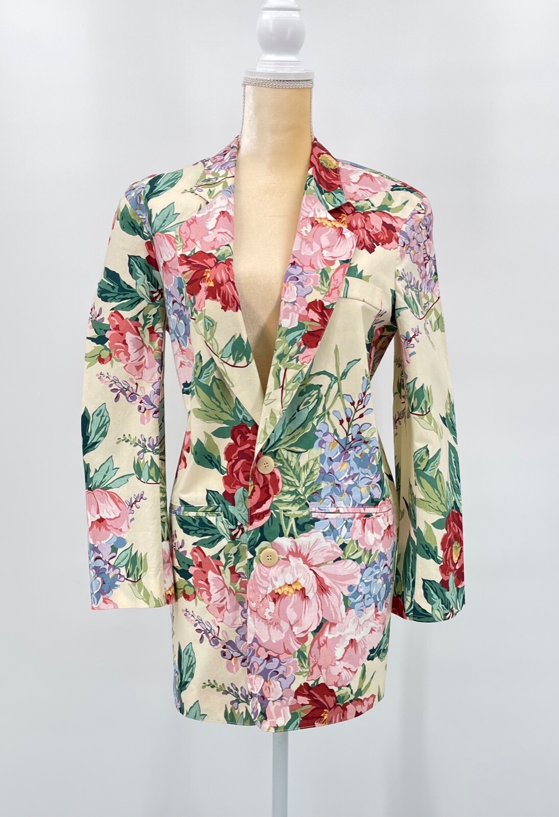Karen Kane 90’s Floral Blazer XS/S Polished Cotton Romantic Feminine Oversized