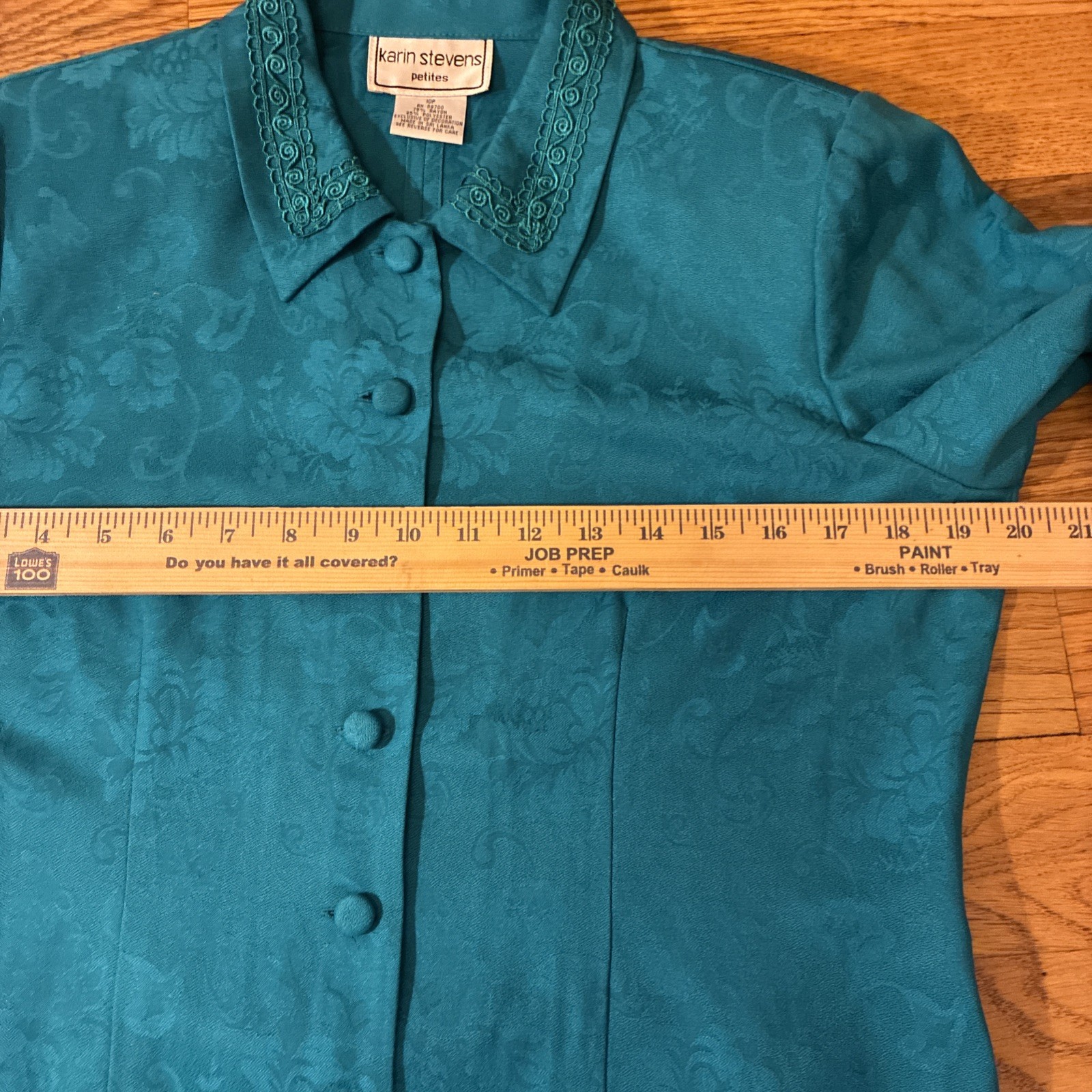 VNTG Women Teal Blue Jacket Shirt Buttons Lace Embellished 10 P Blue Unique 90s