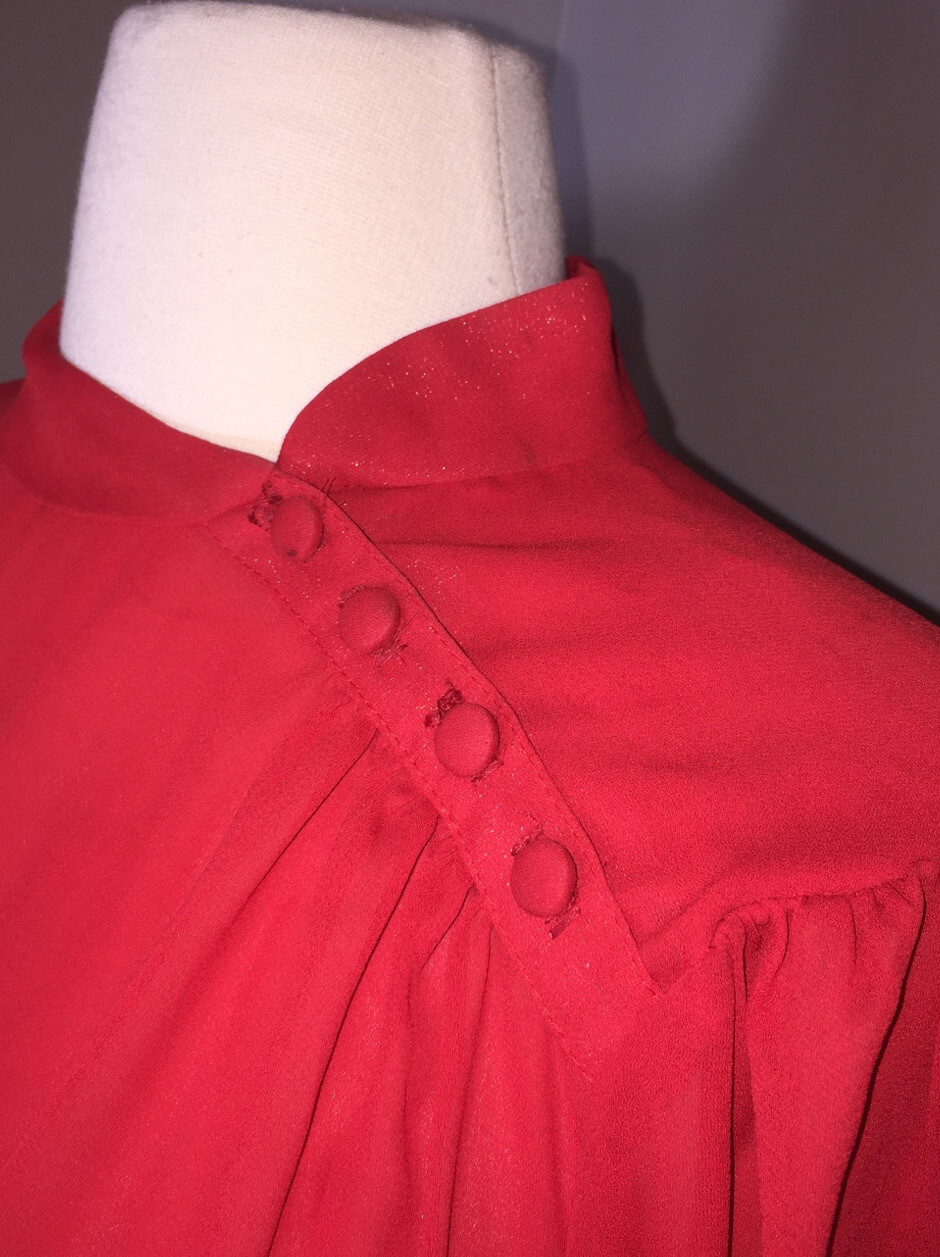 Vintage Joy Stevens Of California 70’s Sz 16 Red Drop Waist Dress