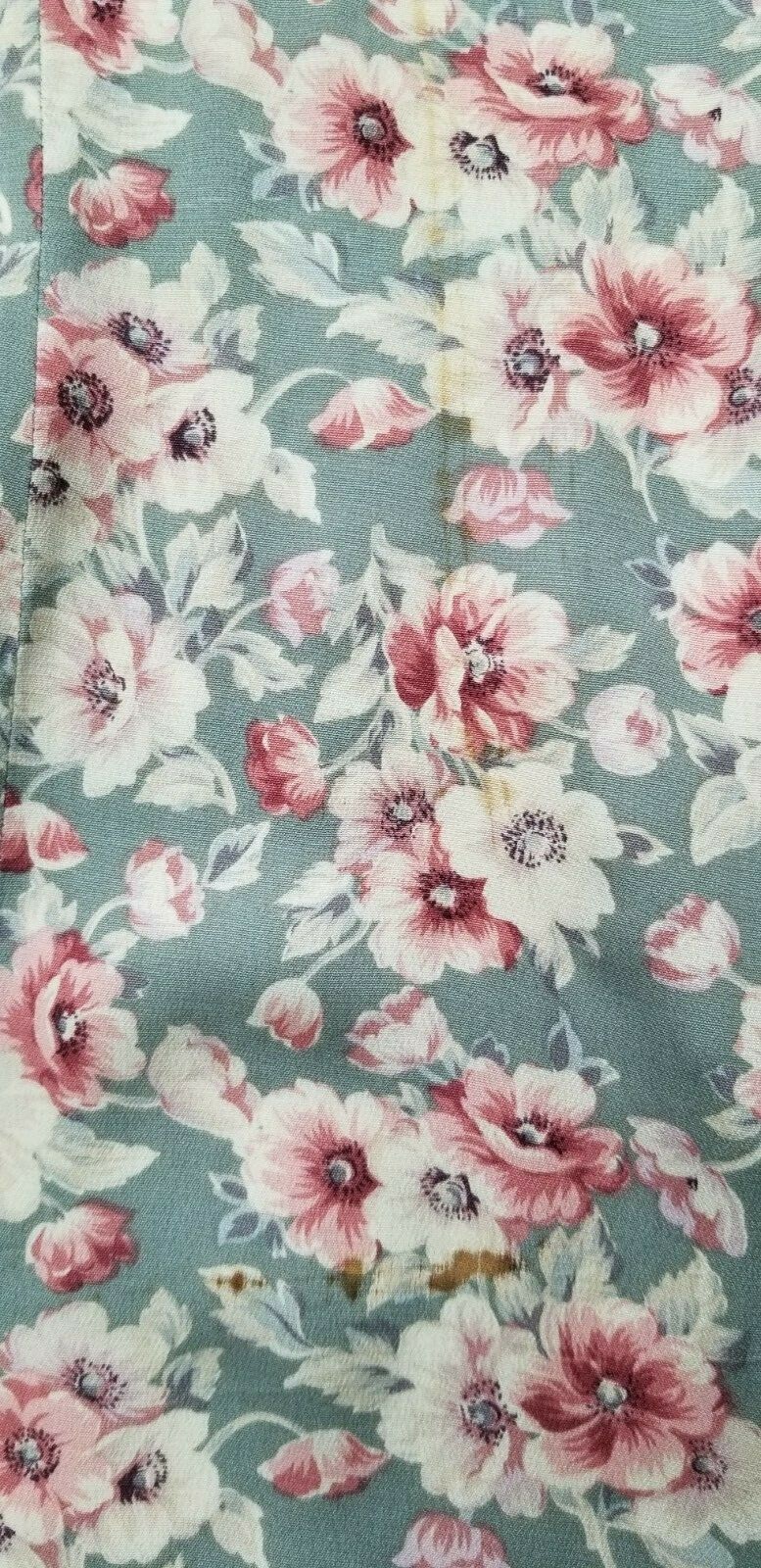 Vintage CDC Seafoam Green Floral Rayon Button Front Cottagecore DRESS – Size S