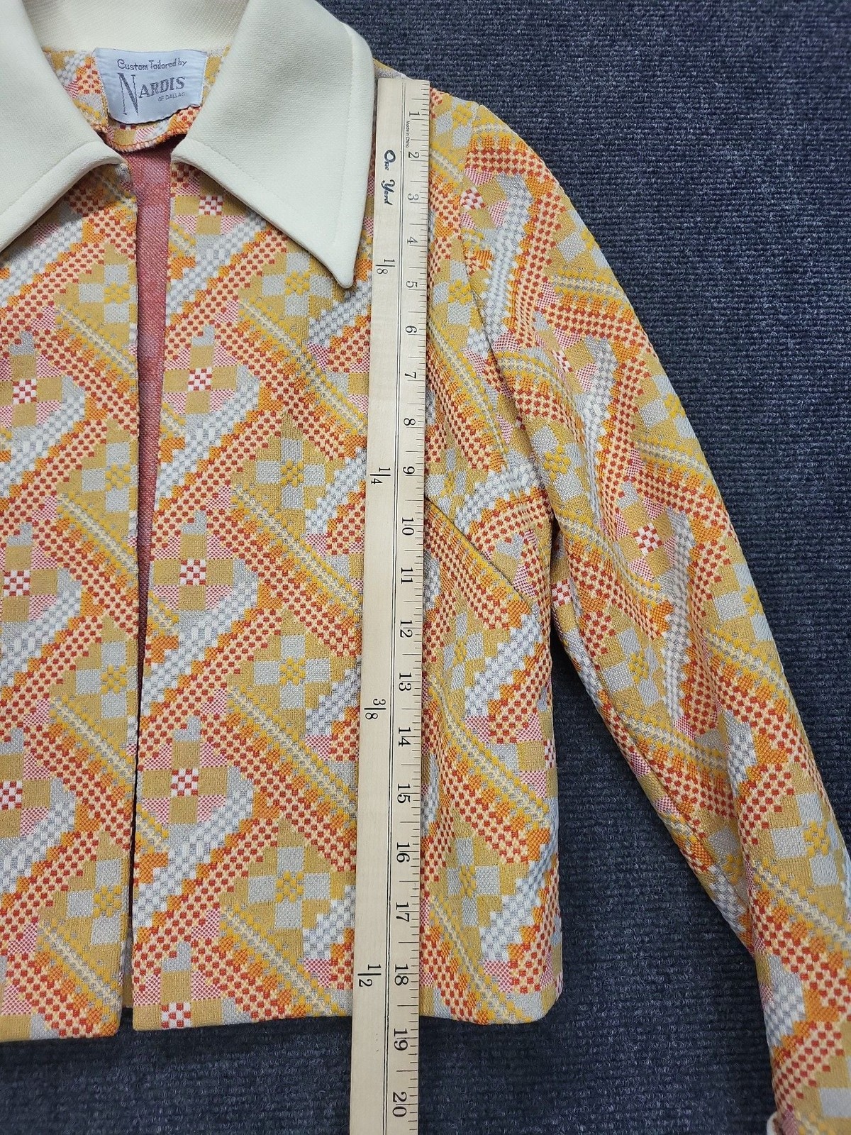 Vintage 1970s Nardis of Dallas Geometric Print Mod Jacket