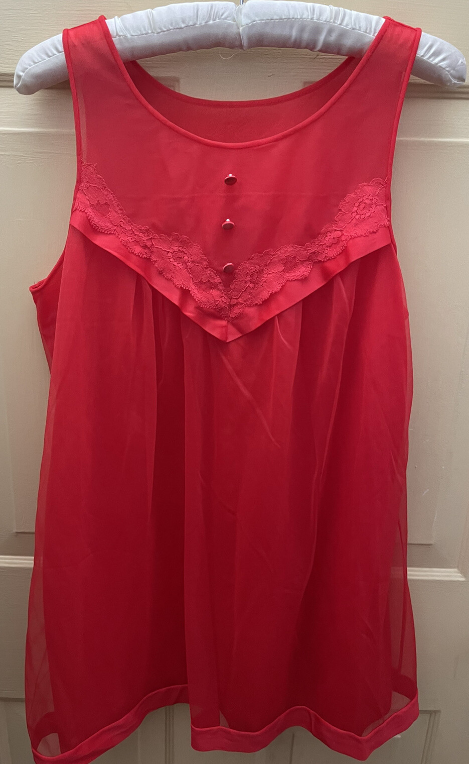 Vintage 60s Gaymode By JC Penney Size 14 Red 2 Layer Chiffon Nylon Babydoll