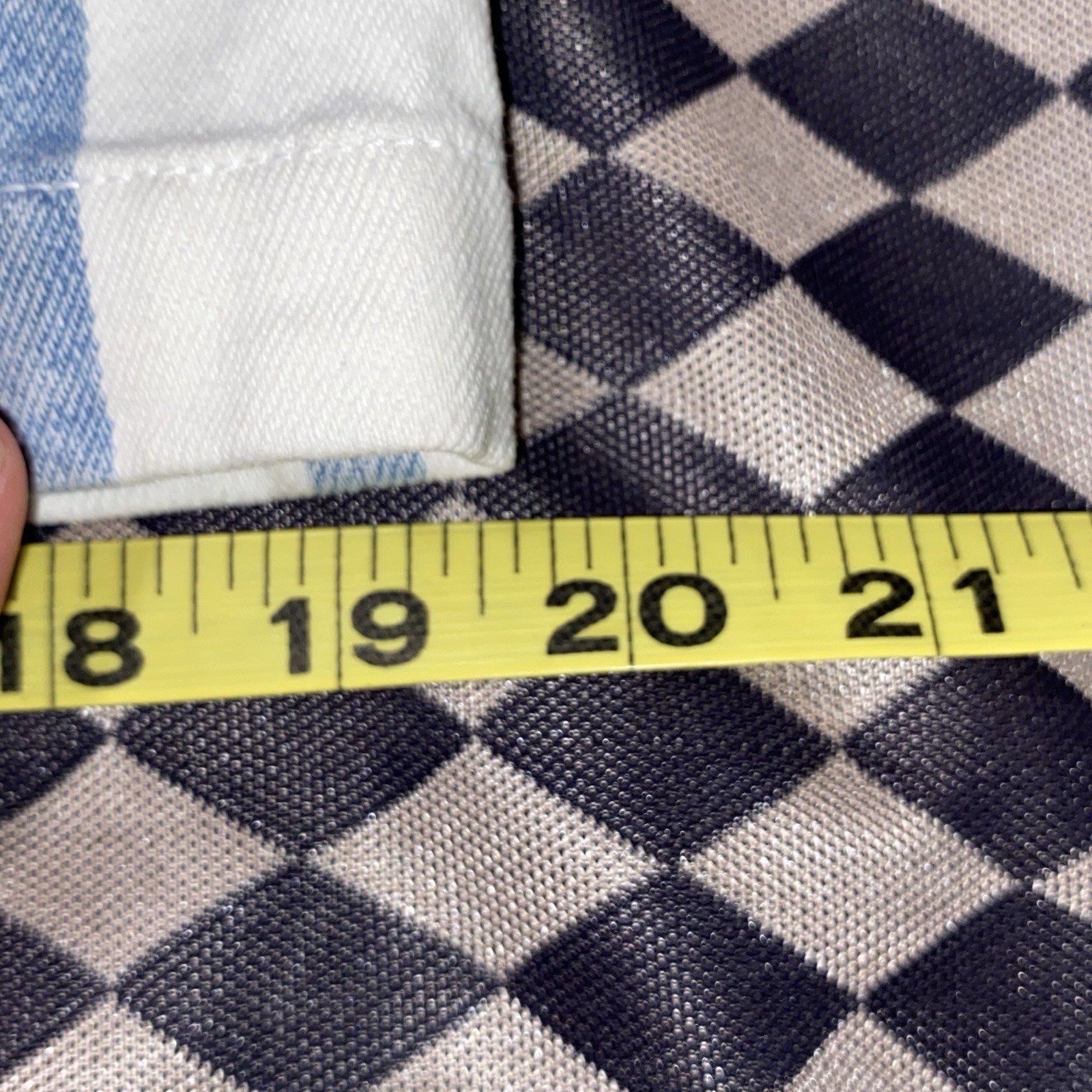 Vintage Nuovo County Seat Striped Denim Mini Skirt Blue White Wrap Front 5/6