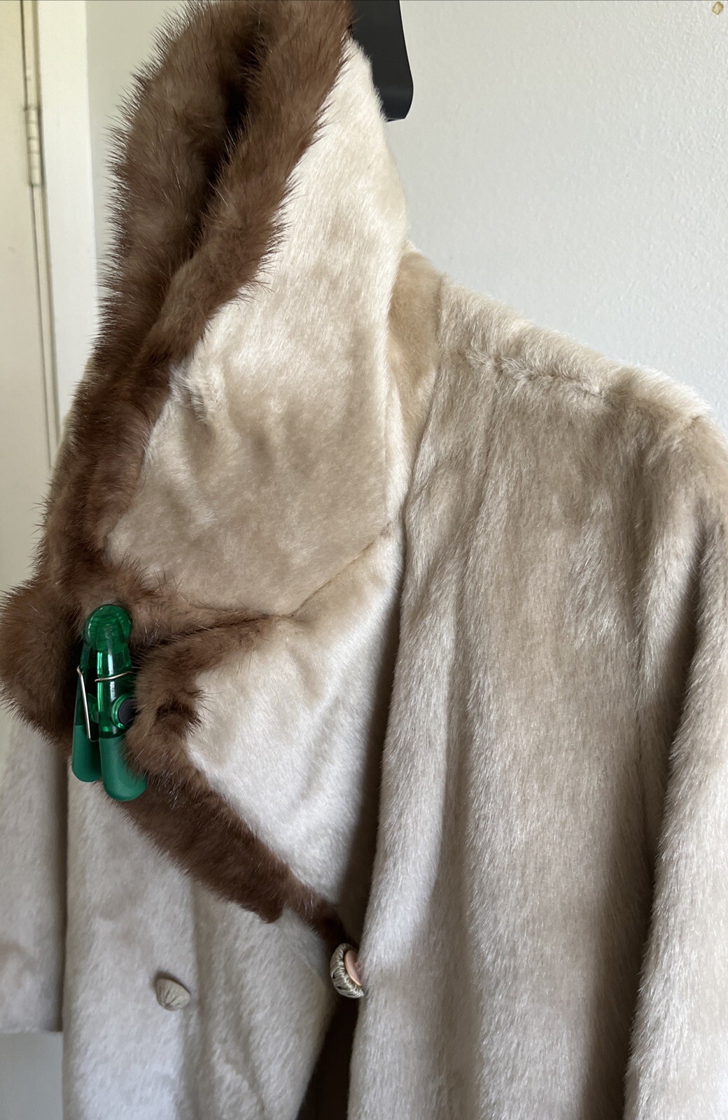 Vintage 60s La France Russel Taylor Brown and Tan Faux Fur Coat Large