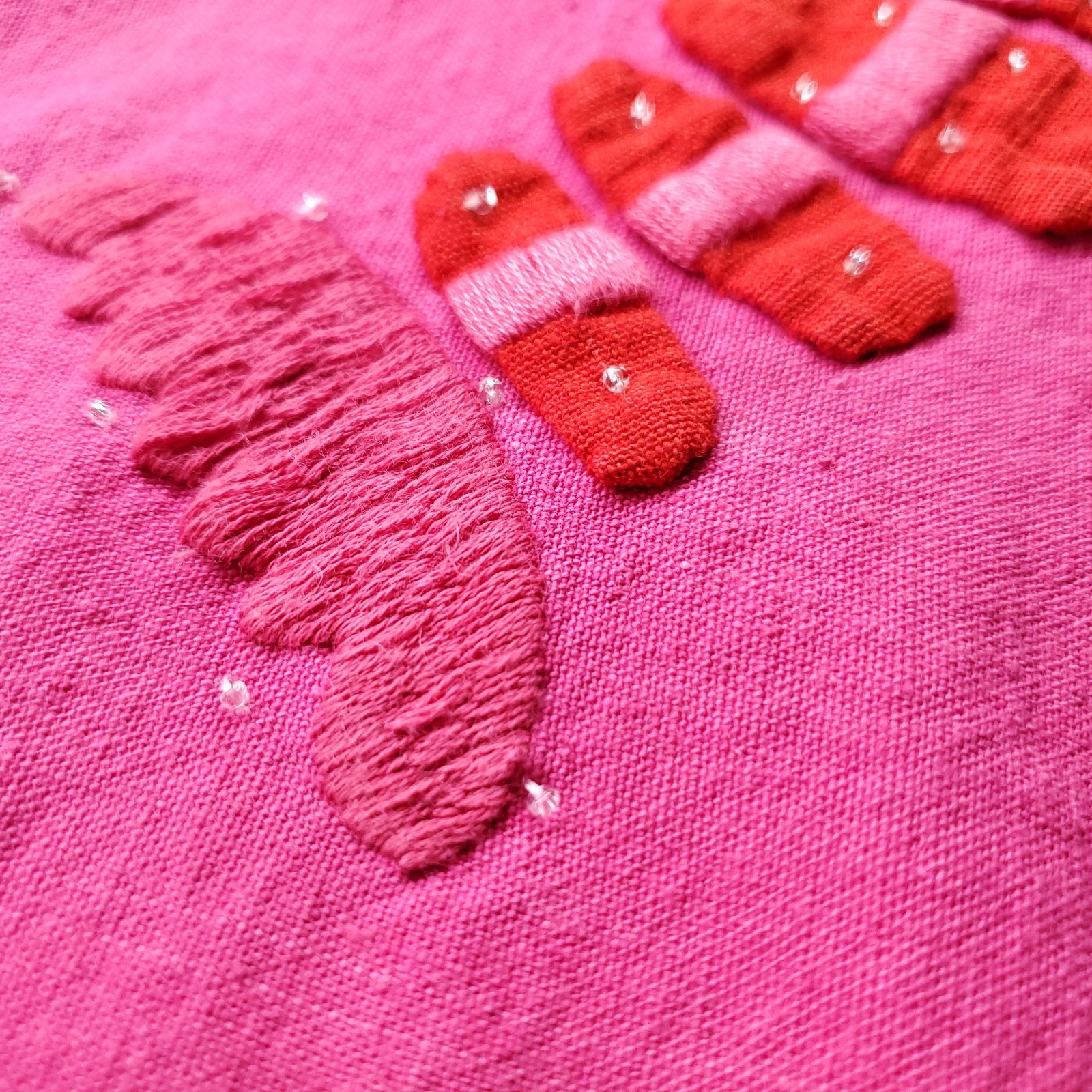 Modas Tropicana Lobster Pullover Poncho Top Women OS Pink Red Embroidered VTG