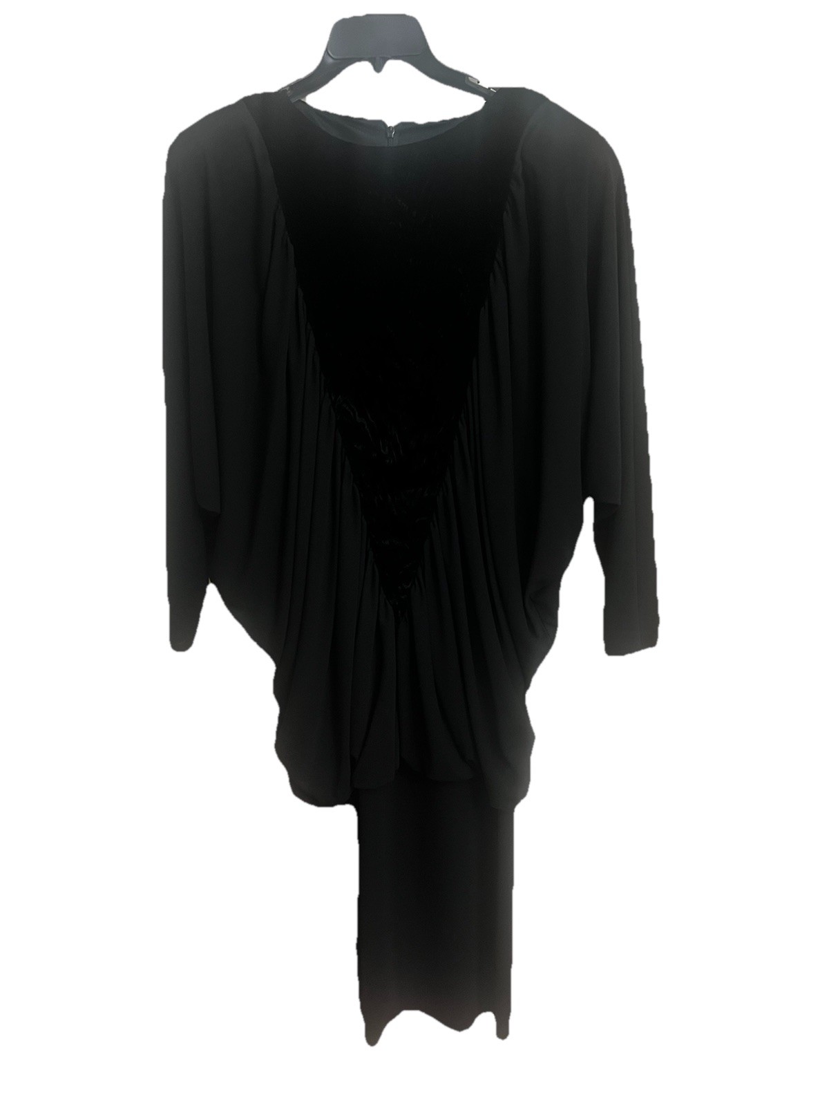 Vintage 80’s Kay C Louise Dress Black Velvet Batwing Dolman Sleeves M Oversized