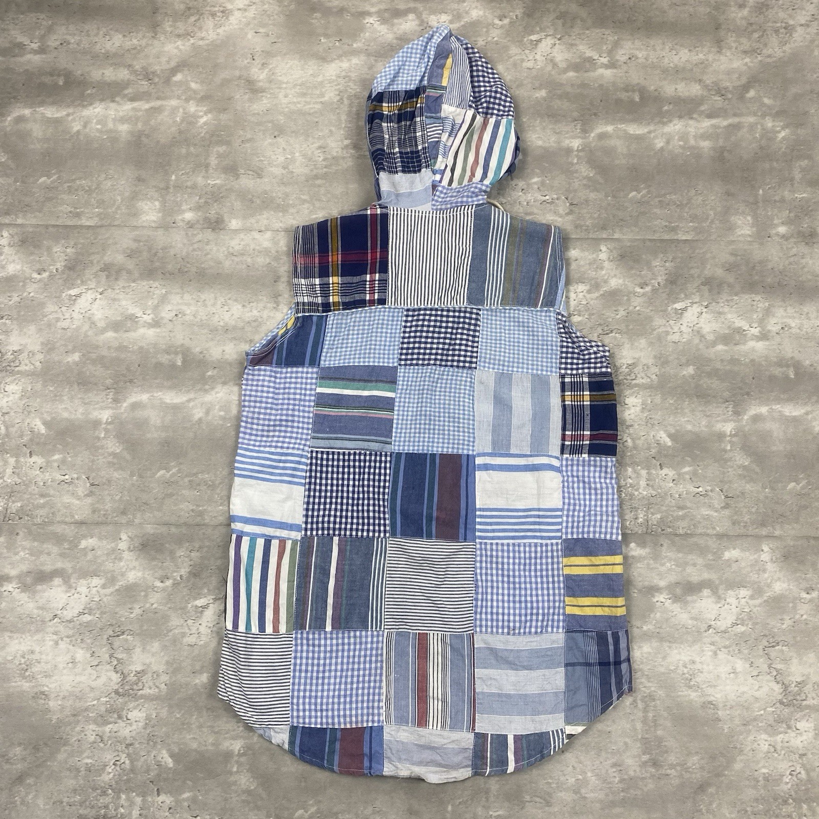 vintage 90s JOUJOU patchwork hooded sleeves shirt S boho floral plaid stripes