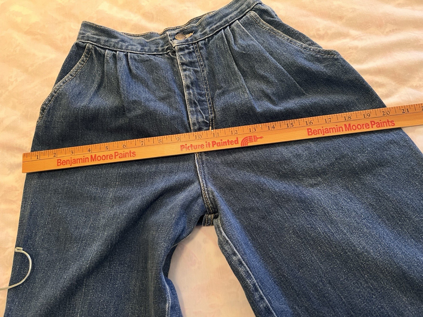 Zena Jeans Vintage Size 9 Dark Blue Pleated High Waisted Juniors, Preowned