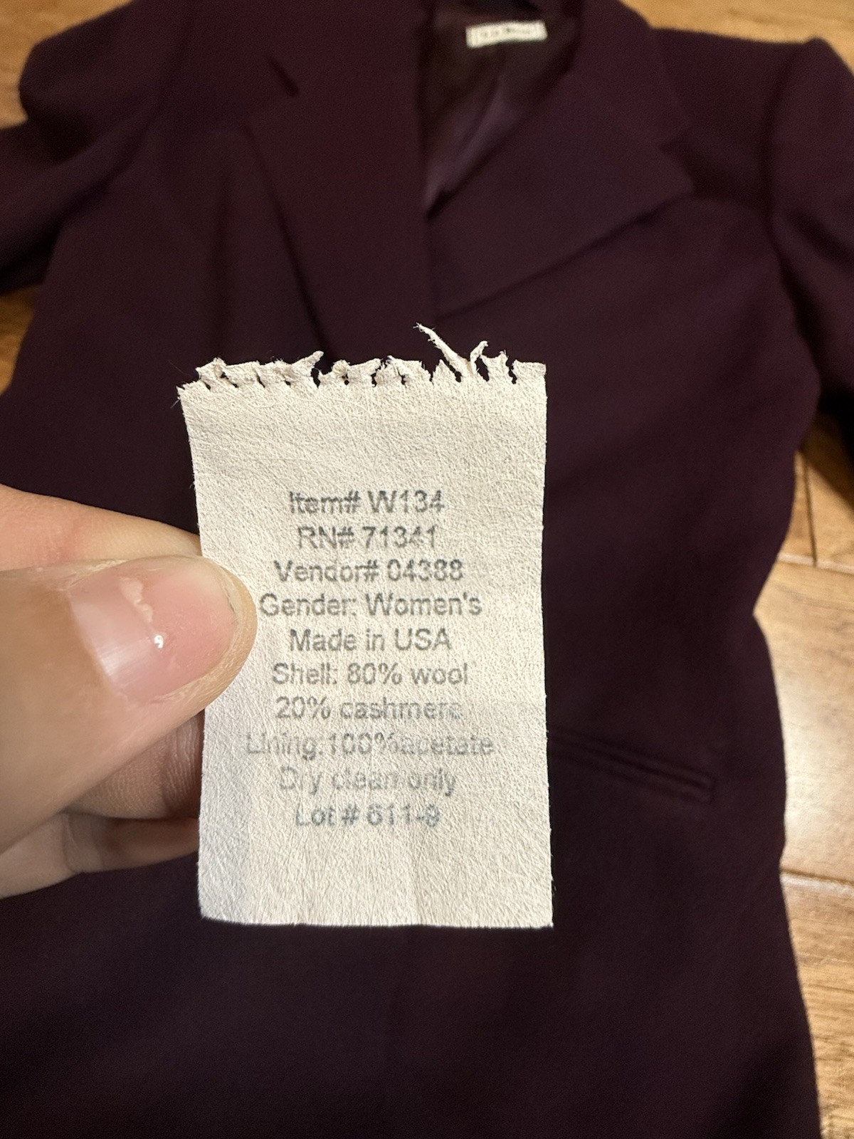 LLbean Women’s Blazer Cashmere and Wool Size 8 Deep Purple