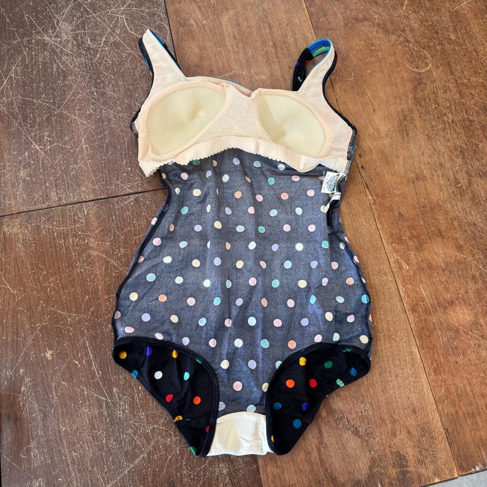 Vintage Gottex Polka Dot Rainbow One Piece Swimsuit Size 1