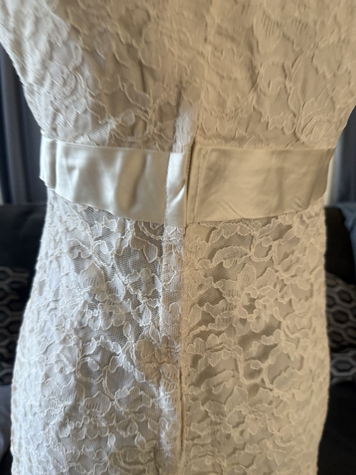 Vintage 1960’s Ivory Lace Hippie Wedding GoGo tunic Mini Dress M