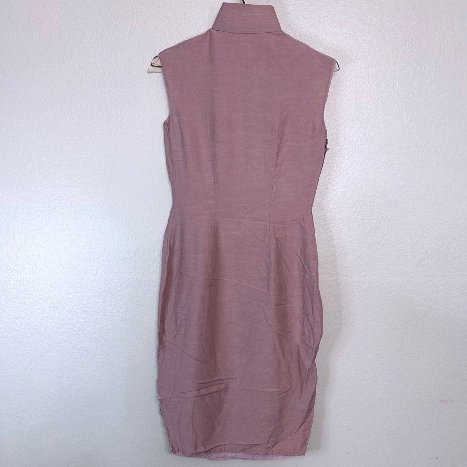 Women’s S Mauve Pink Mandarin Collar Cheongsam Dress Sleeveless Silk Oriental