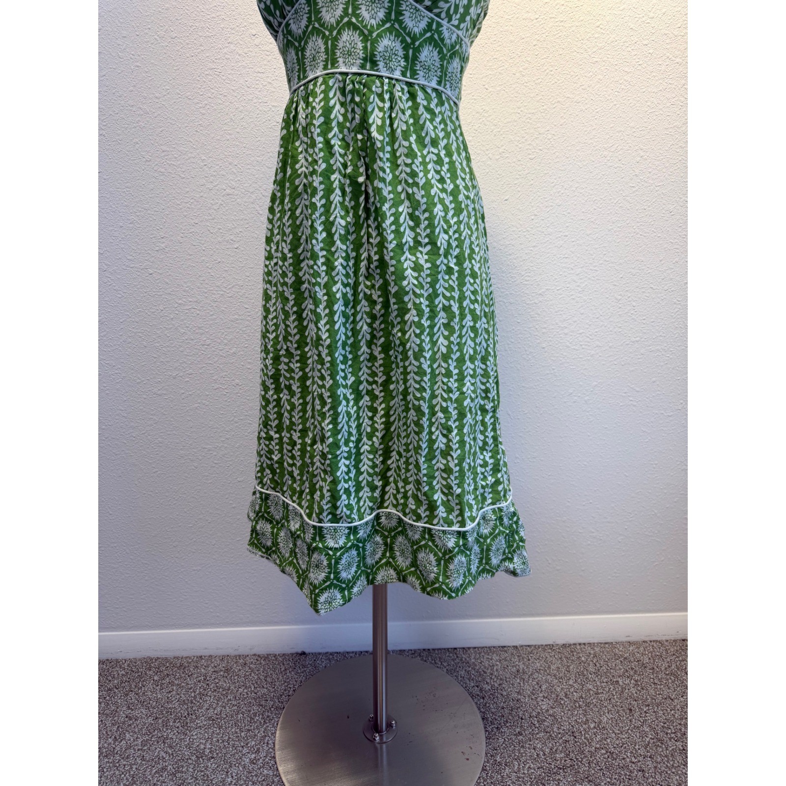 Vtg Y2K Green Halter Babydoll Dress Womens Small Twee Floral Feminine Coquette