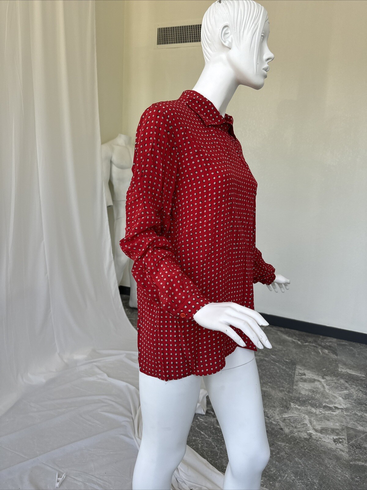 Vintage Authentic Giorgio Armani Geometric Silk Back Button Up Shirt Size 44