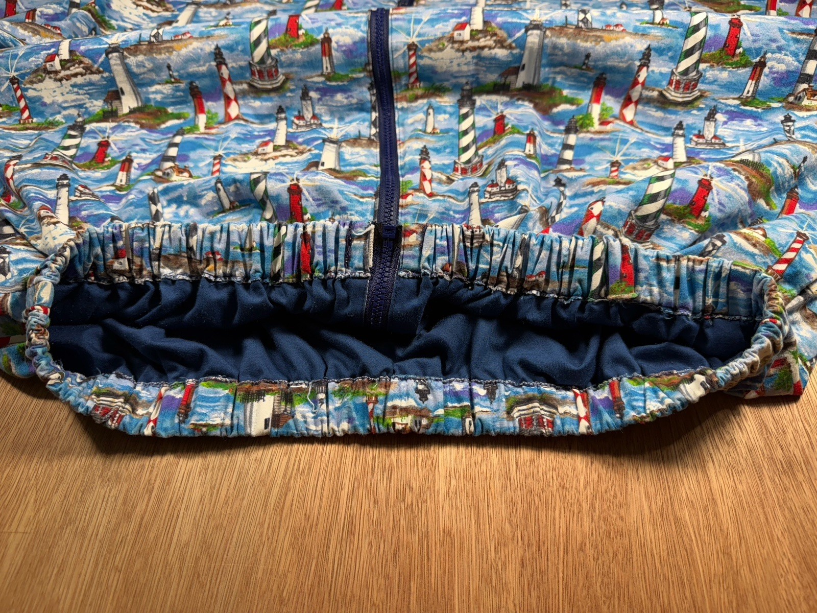 Vintage Lighthouse Coastal 70-80’s Cottage Bomber jacket Women XL Grandma Whimsy