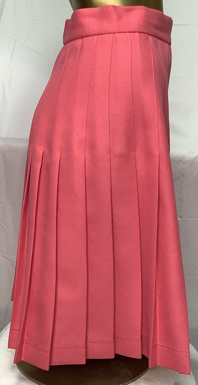 Vintage David Hollis Skirt Size 10 Pleated Zipper Pink Made In USA
