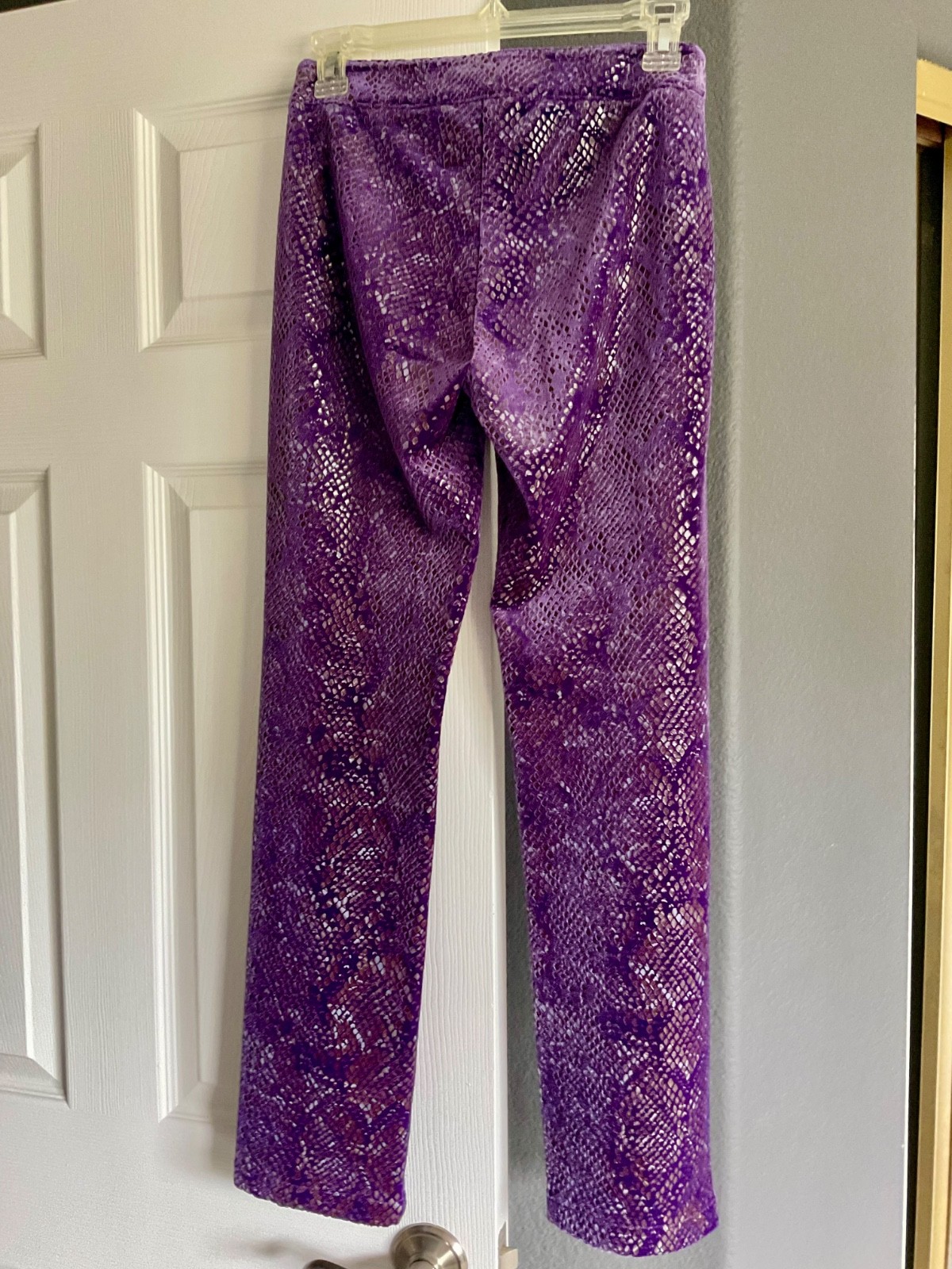 Vintage 90s Betsey Johnson Purple Snake Skin Stretch Pants Burnout Punk Velvet