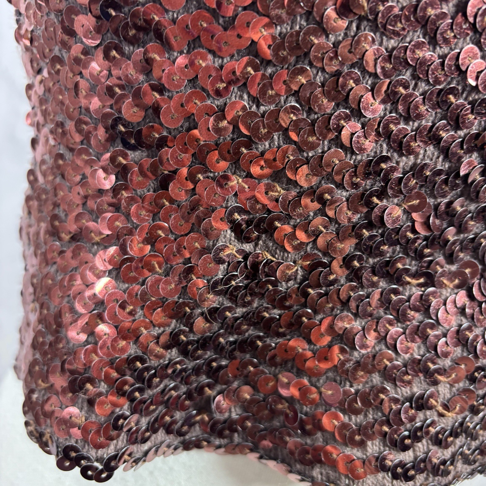 Vintage 1980s 90s Copper Brown Disco Sequin Tube Top Crop Top sz S USA Retro