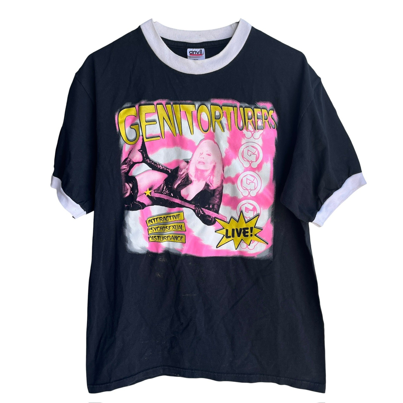 Vintage Genitorturers 90s Black T Shirt Size L RARE Fetish Goth Rock Metal