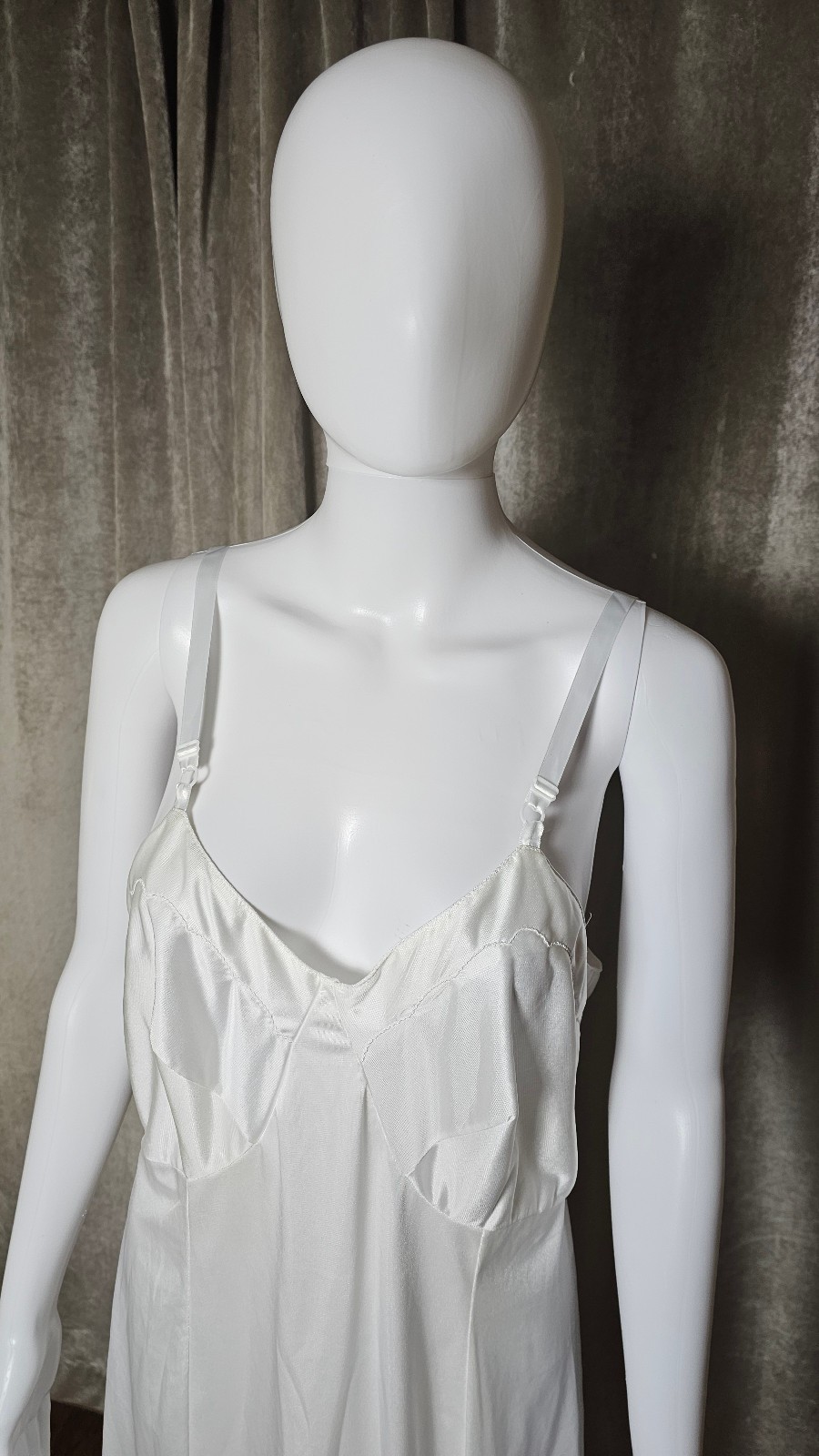 Vintage Sears White Full Slip Size 38 Short Nylon Anti-Cling Adjustable Straps