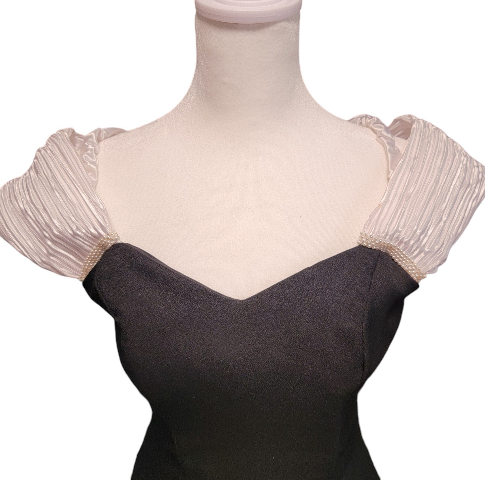Vintage Alfred Angelo Dreammaker Black Evening Gown Beaded Off Shoulder 5/6