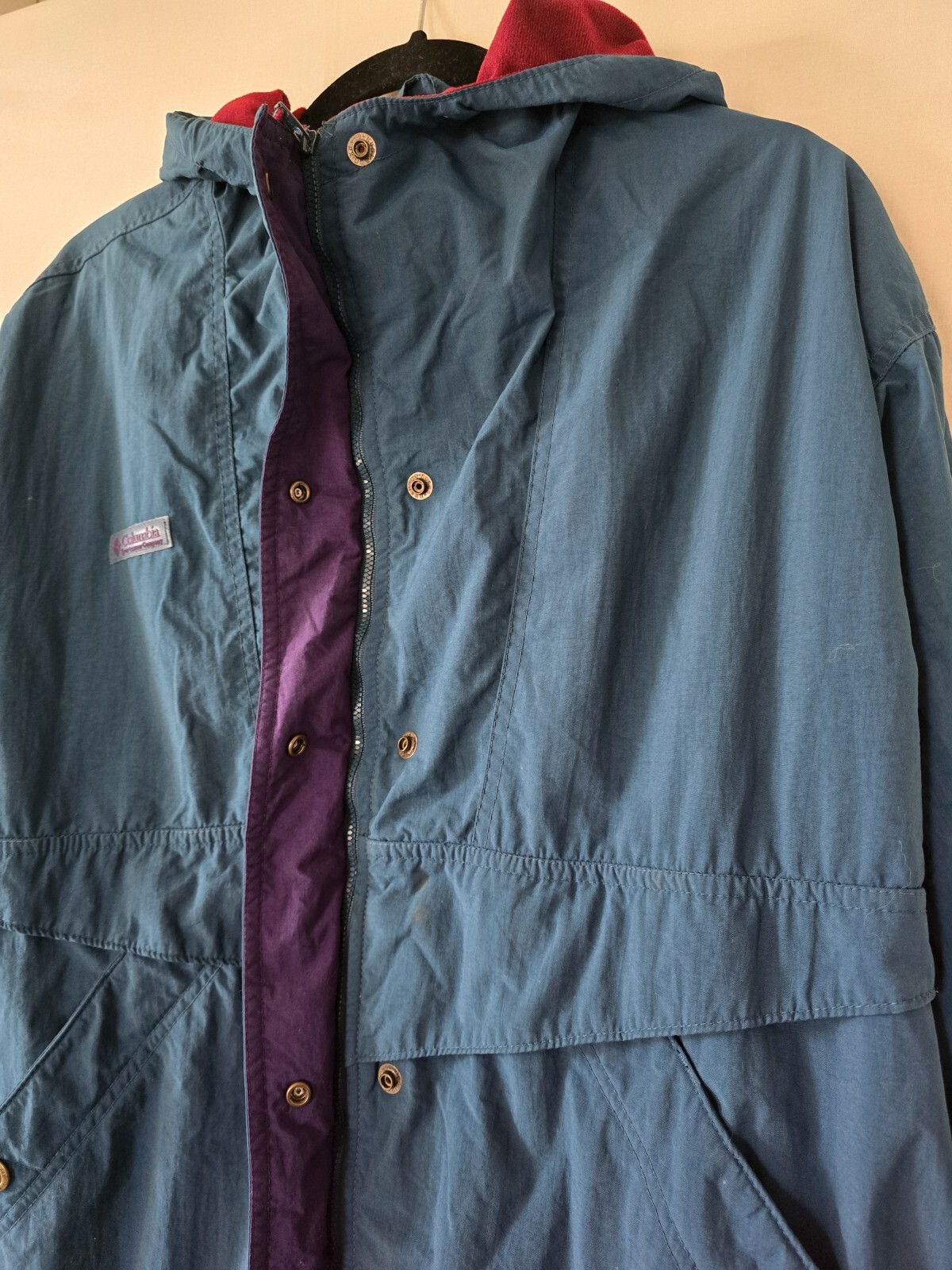 Vintage Columbia Sportswear Jacket Teal Burgundy Medium Unisex