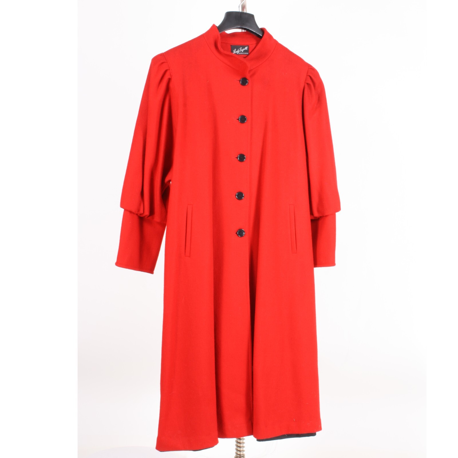 OSFM Vintage 80s Lady Suzette Red Wool Leg of Mutton Sleeve Jacket Coat 90s