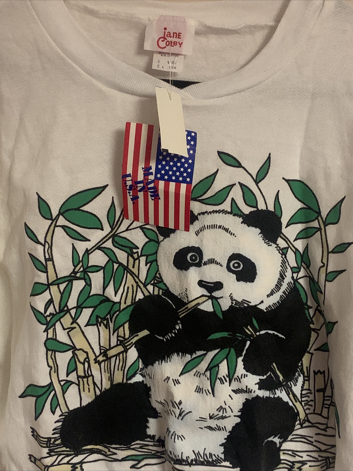 Vintage Graphic Print Panda BEAR Sweatshirt Retro Zoo NWT USA TOP OSFM TAG L