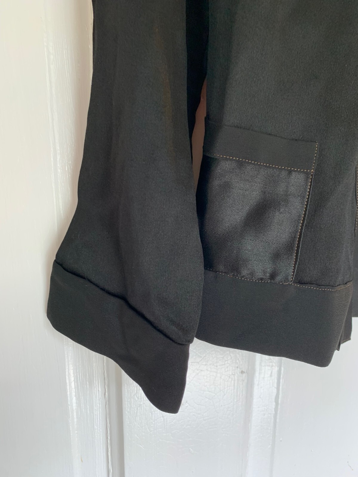 Vintage 1930s shiny black silk crepe ladies jacket