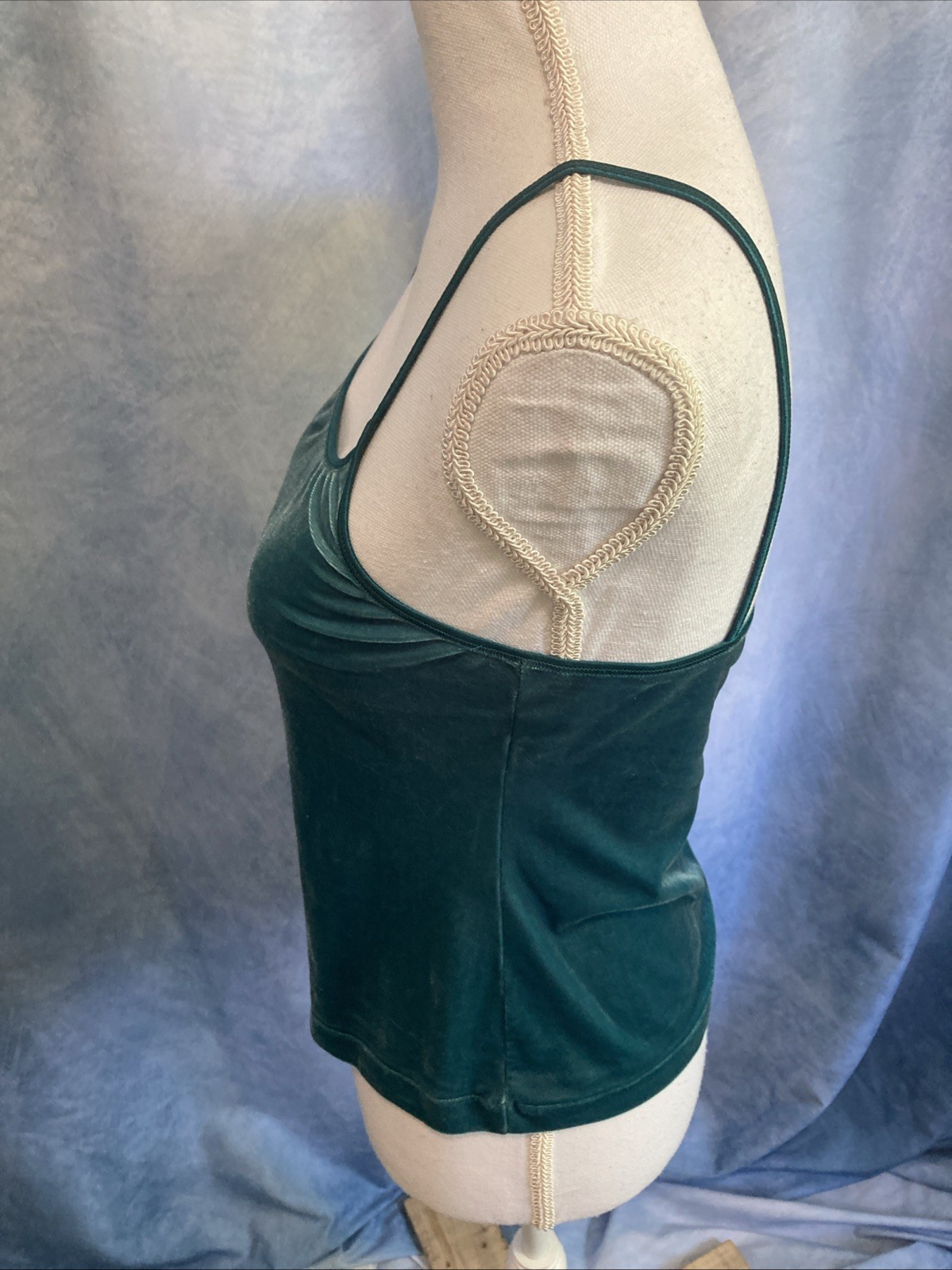 VTG 90s Warner’s Velvet Beware Cami Teal Green Spaghetti Strap Top Medium Grunge