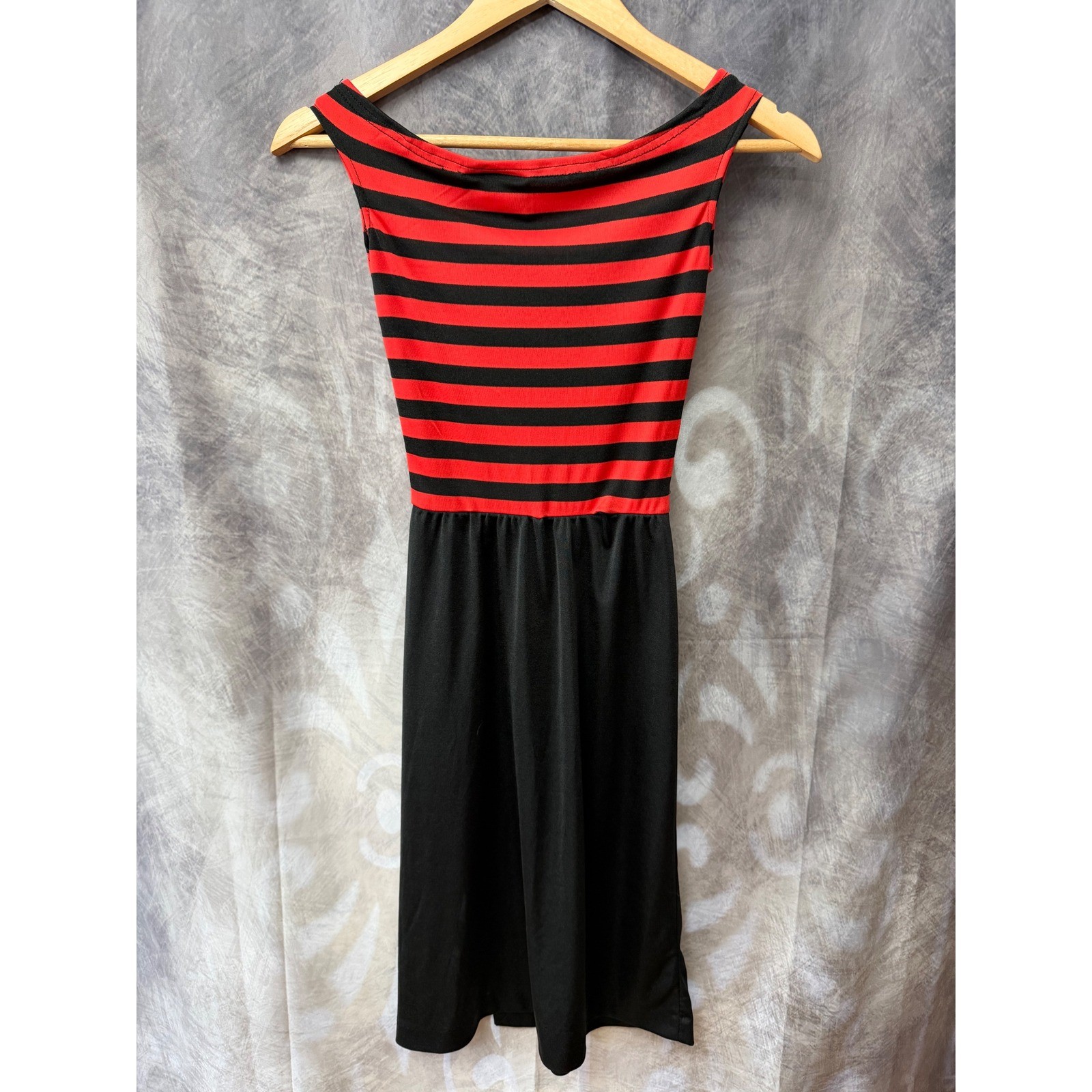 Vintage Climax David Howard Red Black Striped Sleeveless Dress Size 3/4 Retro