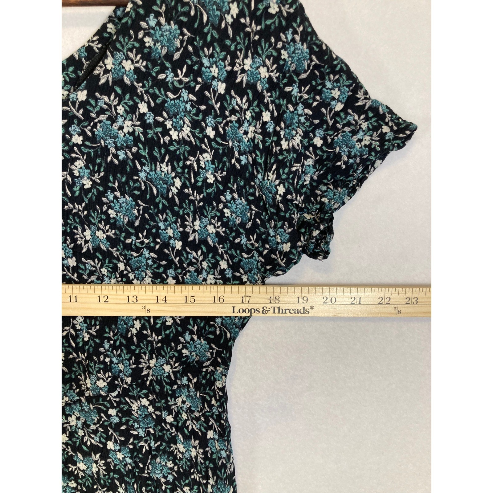 90s Cottagecore Rabbit Rabbit Rabbit Designs 12M Black Teal Floral Midi Dress