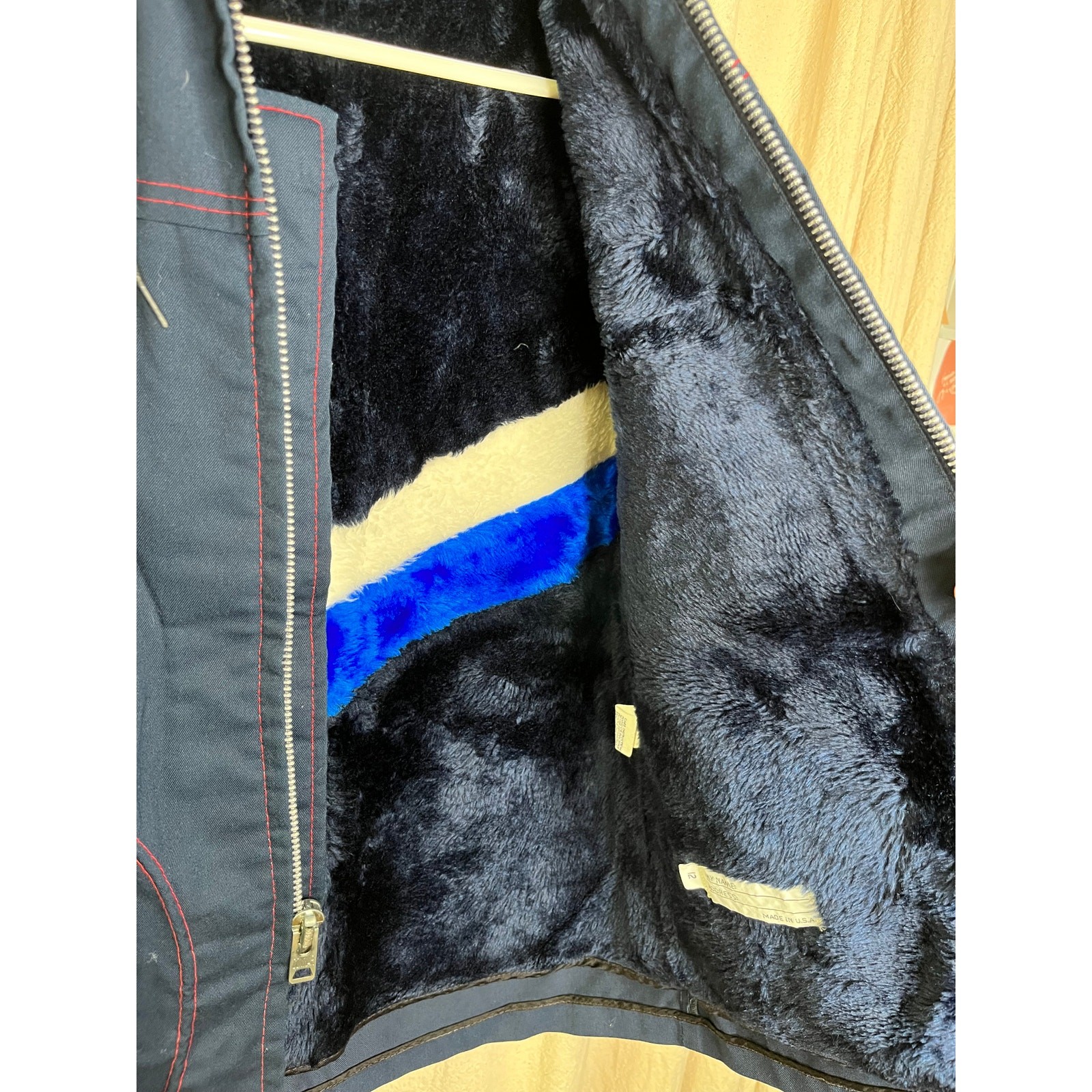 1970s McGregor Navy Ski Lodge Winter Sledding Faux Fur Lined Parka Jacket S