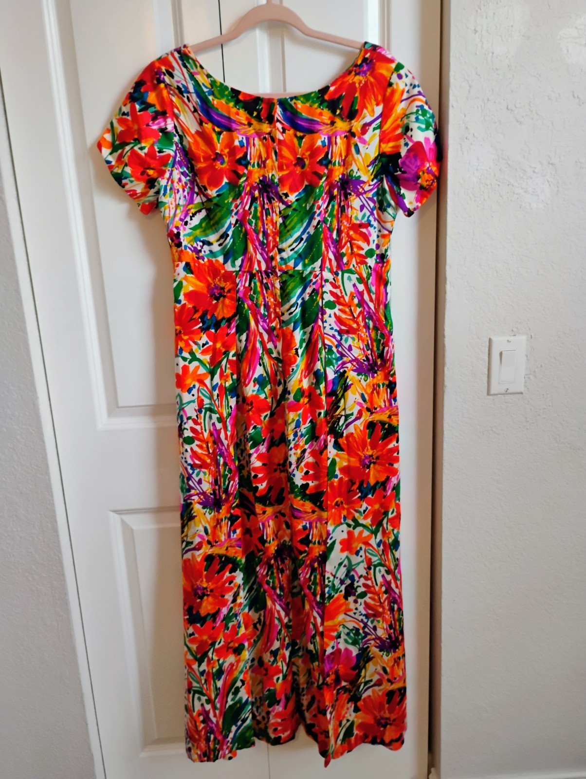 Vintage 60s Sun Fashions of Hawaii Floral Maxi Midi Sun Dress Sz 14