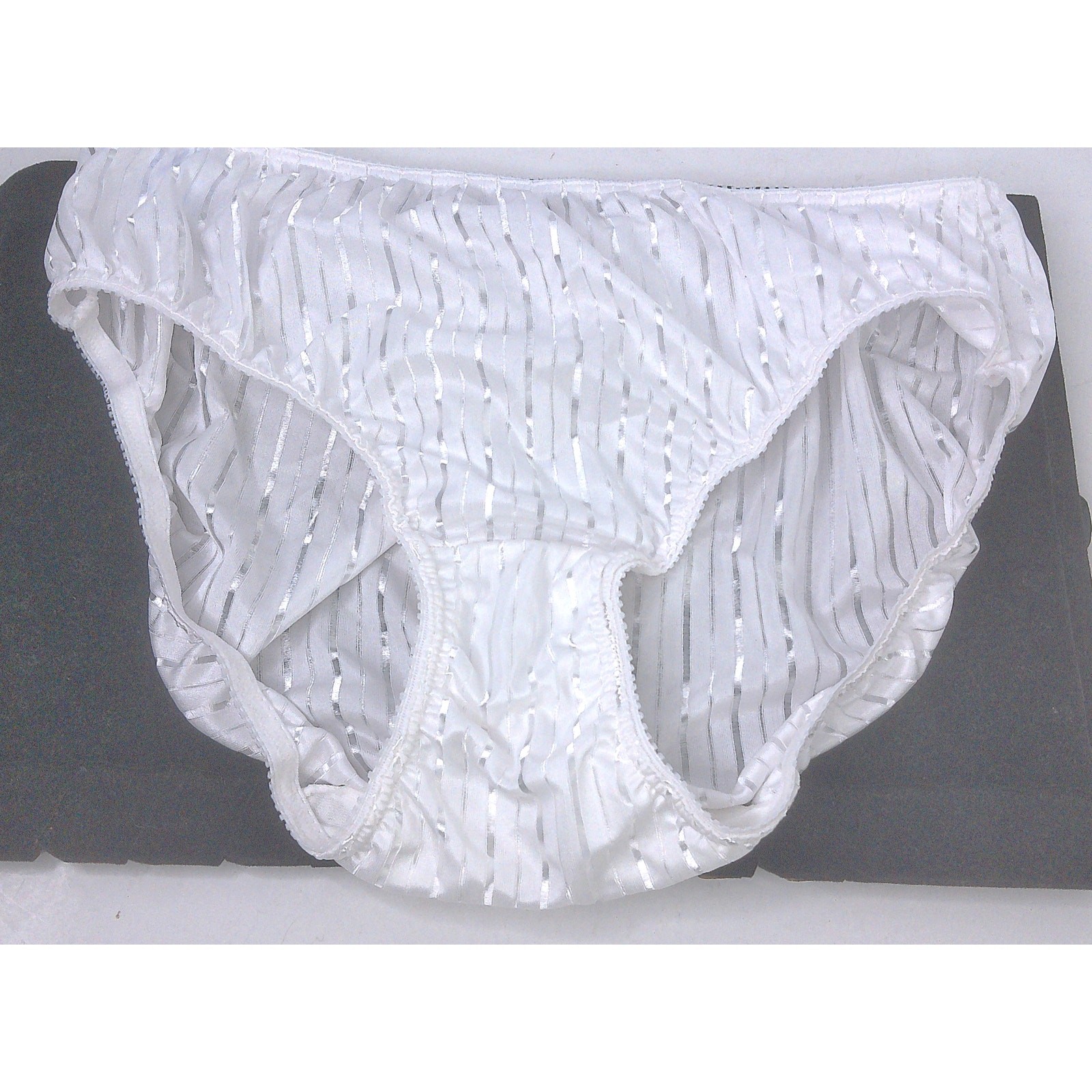 Vintage Warner’s Bright Stripes White Silky High Cut Panties 55632 Size 5 New