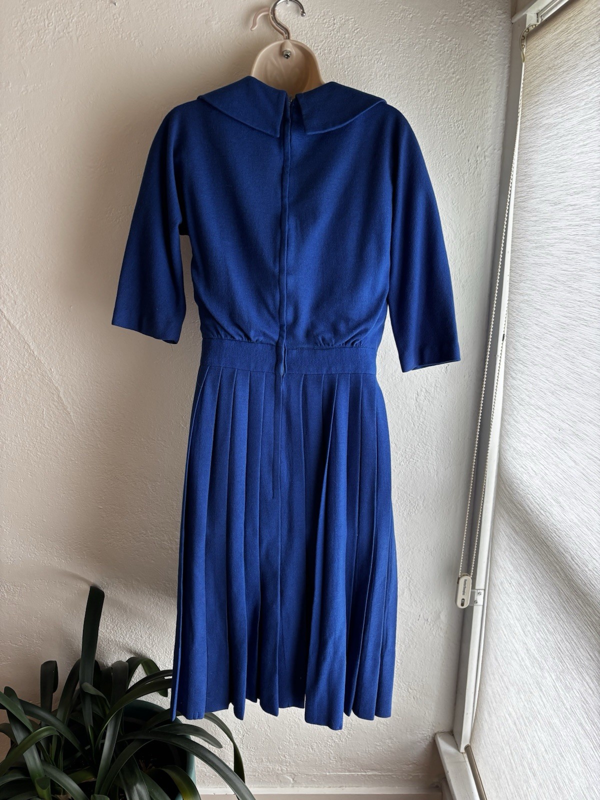 Vintage 1950’s R&K Originals Wool Dress With Pleated Skirt Cobalt Blue Size 4