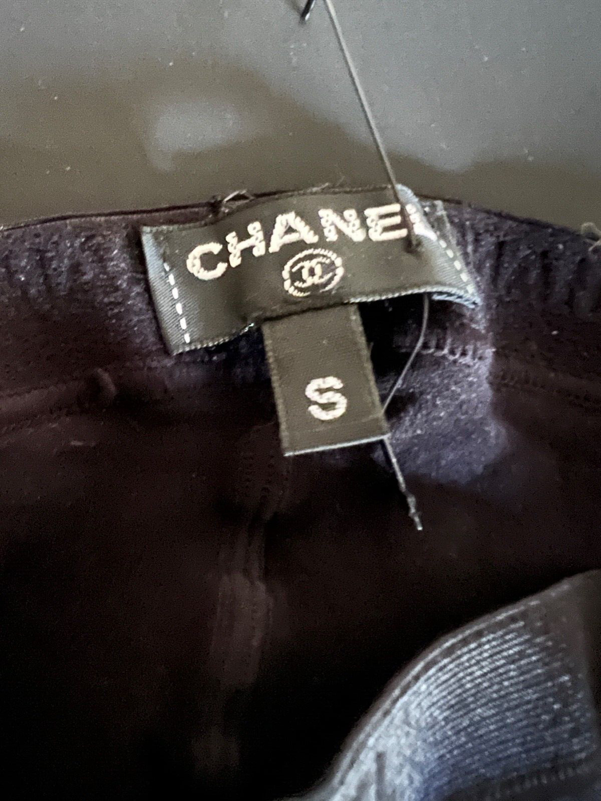 CHANEL 08A VINTAGE COCO CHANEL BLACK BEADED STOCKINGS Gold CC Size S FR34-36-38