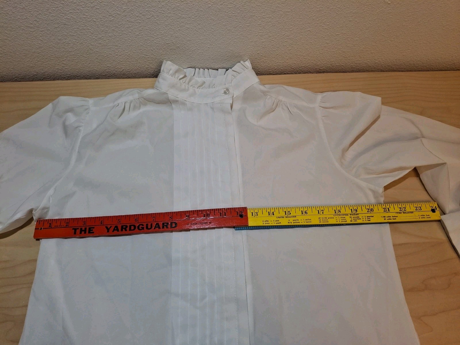 Judy Bond Vintage 80s White Ruffled Pintuck Button Up Blouse Secretary 16 M-L