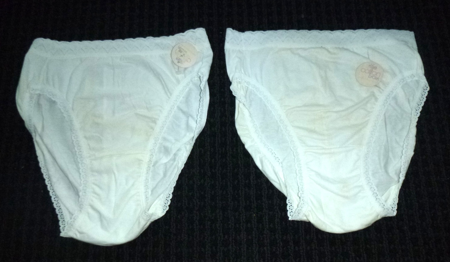 2 PR NOS Vtg Katz Cotton Lycra Granny Panties Hipster Stretch Lace Sz 6 USA