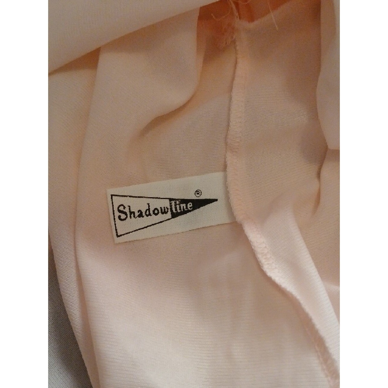 Vintage 1950s Shadowline Light Pink Silky Nylon Bed Lace & Embroidered Flower/L
