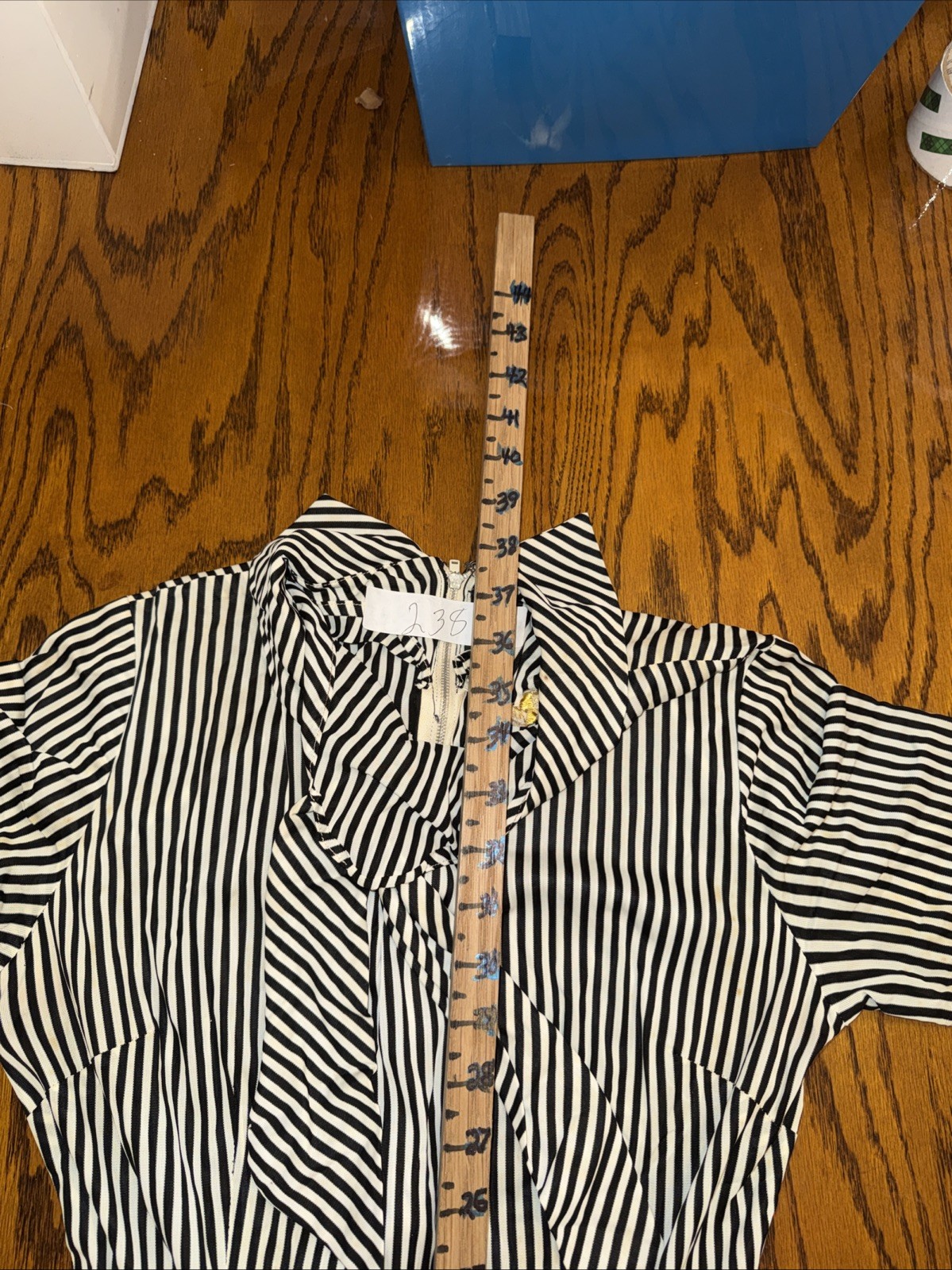 VTG 1970s Helen Scott Striped Midi Dress M/L Rockabilly Secretary Tie Neck