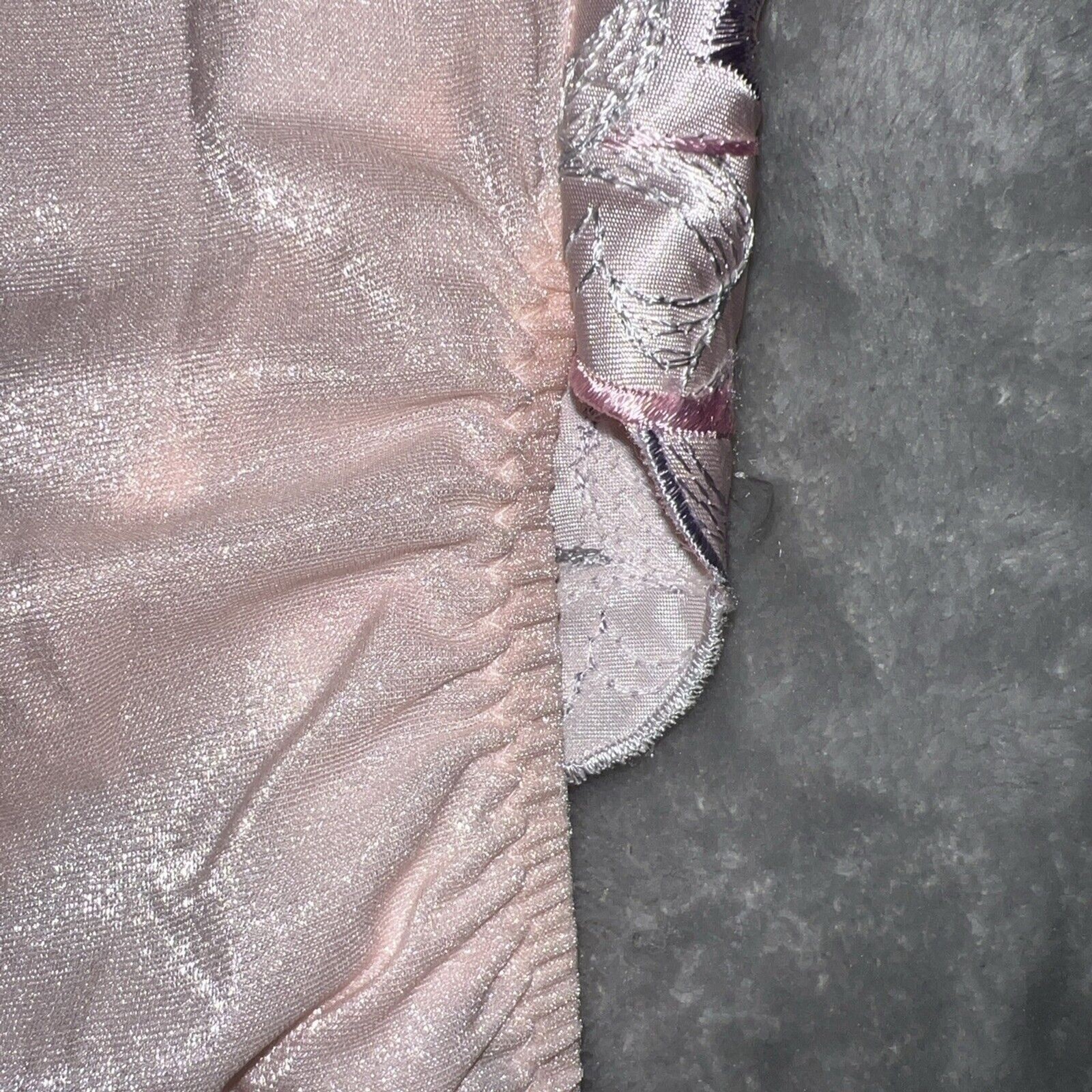 Shirley Of Hollywood Vintage 80s Lingerie Satin Flower Embroider 1 Pc USA Made