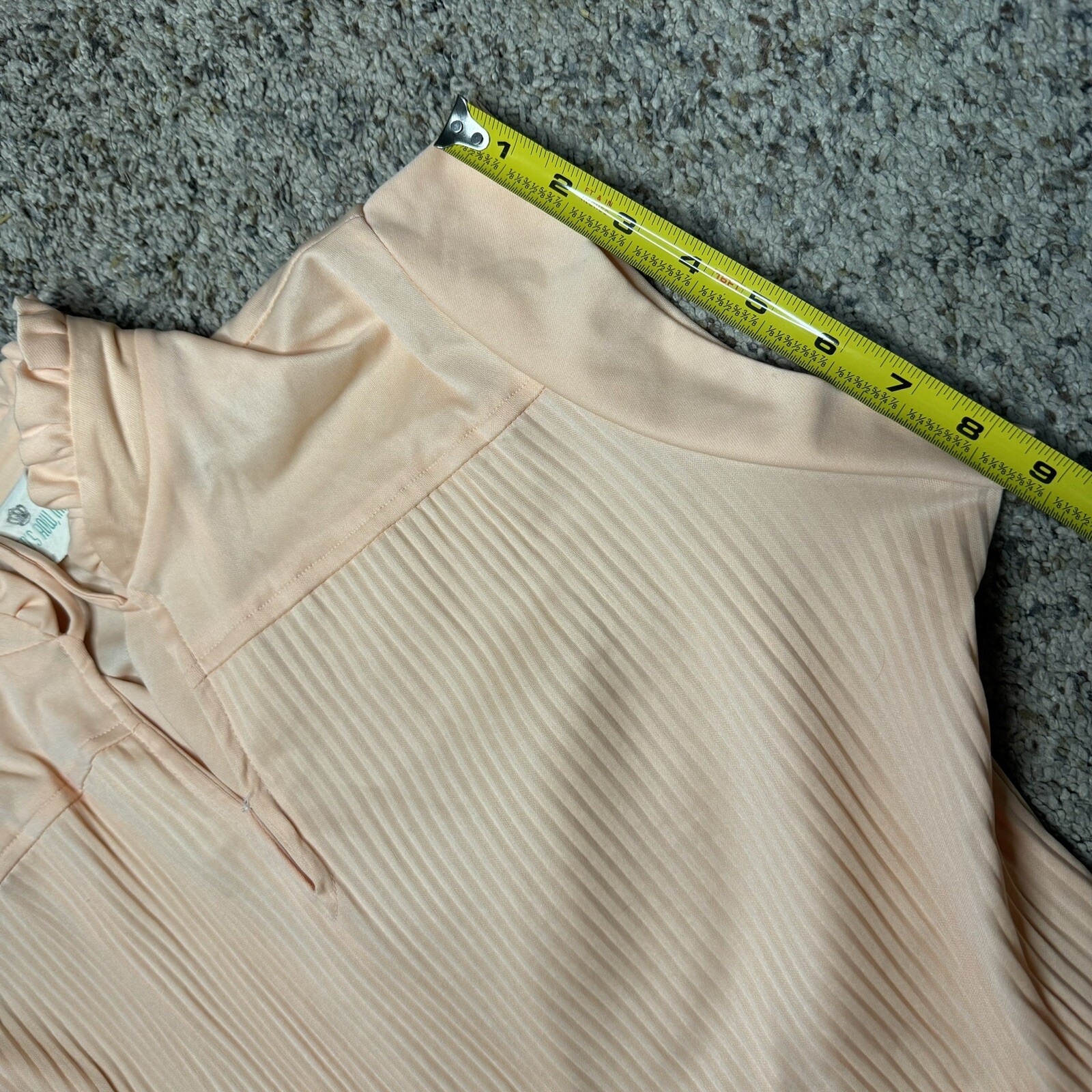 Vintage Queen’s Row Inc Size 18 Elastic Waist Dress Coral Flowy Skirt Cap Sleeve