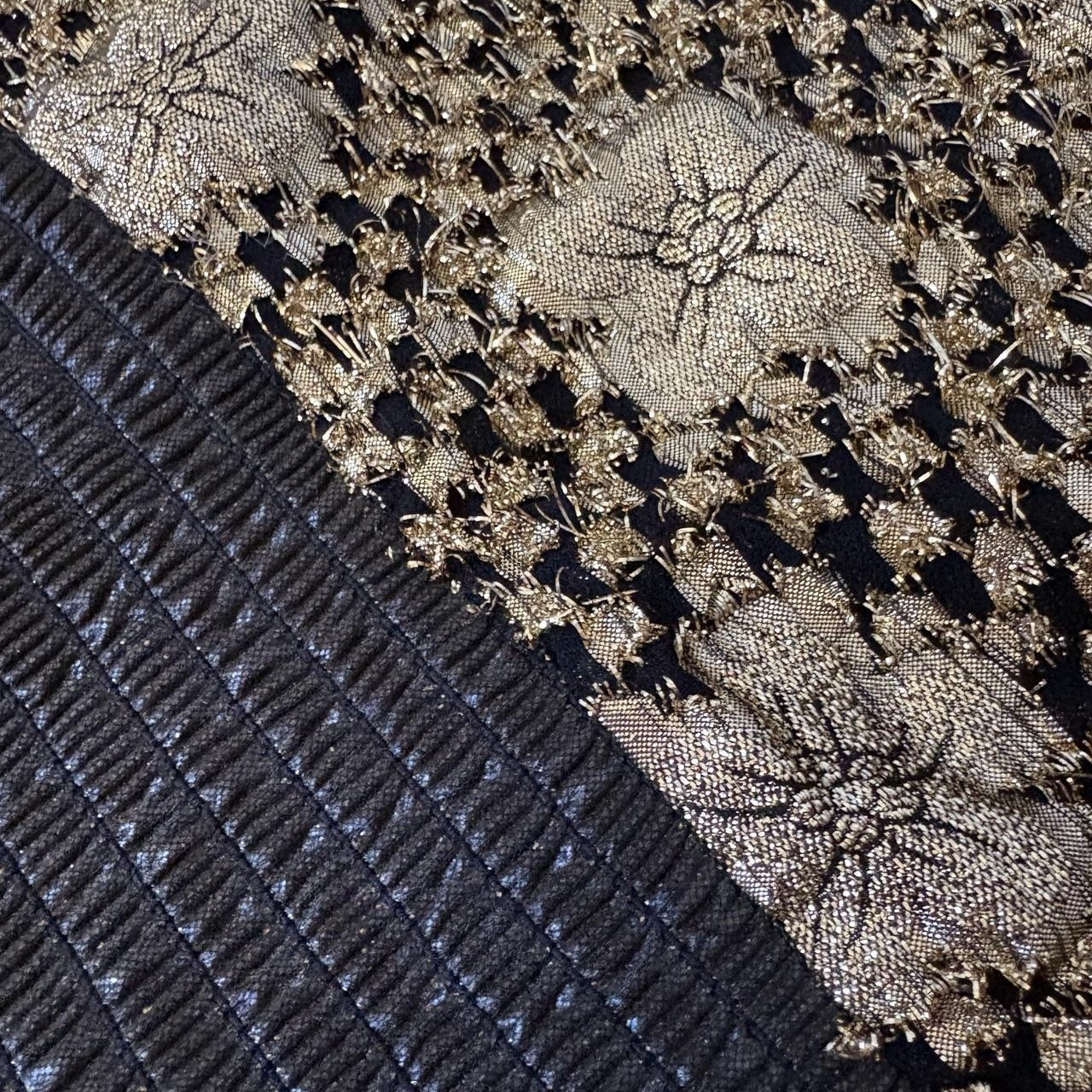 Vintage Three Flaggs California Gold Metallic Floral Textured Blouse