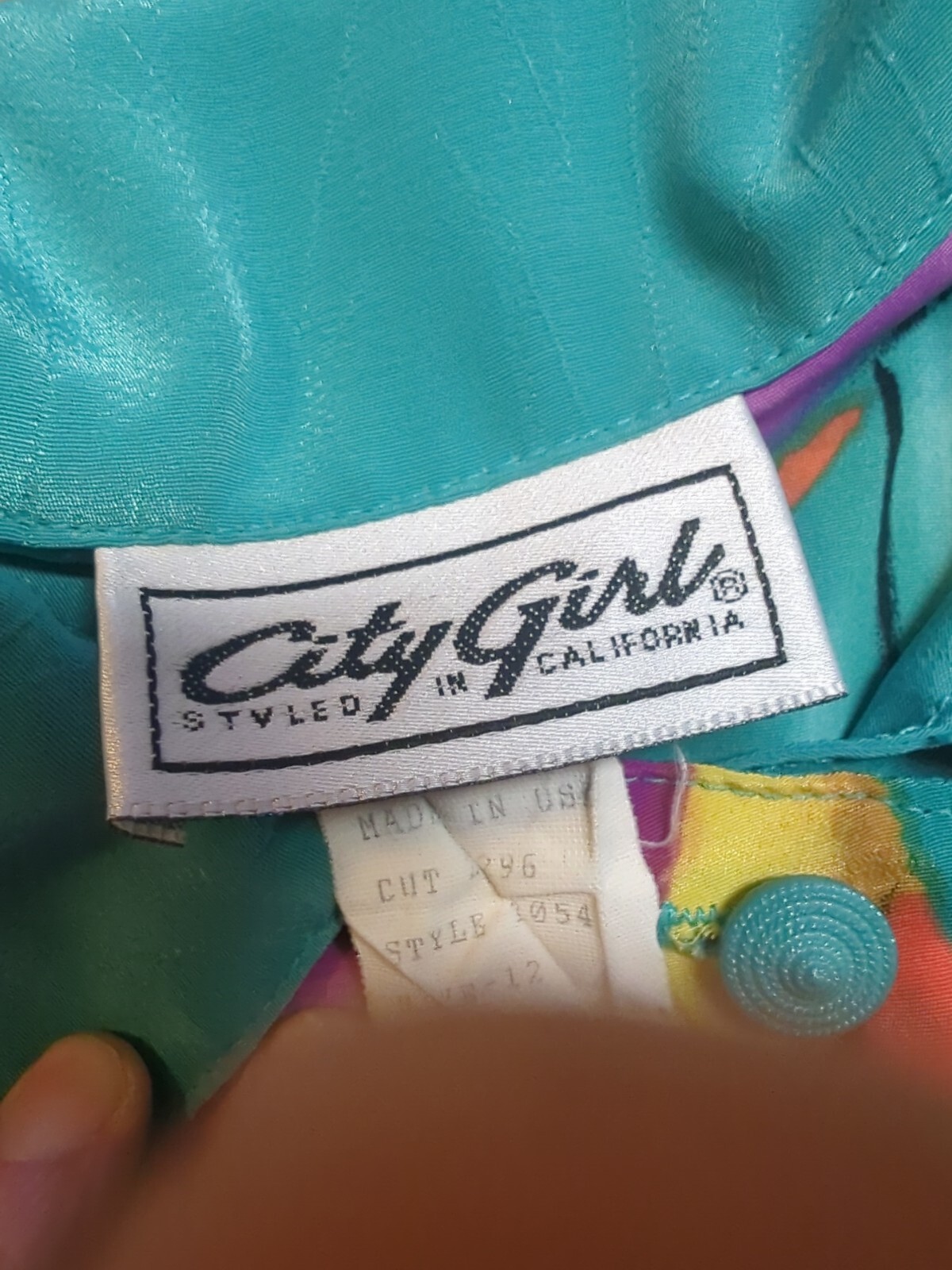 Vintage City Girl California Blouse Shirt Color Block Retro 12 Made In USA