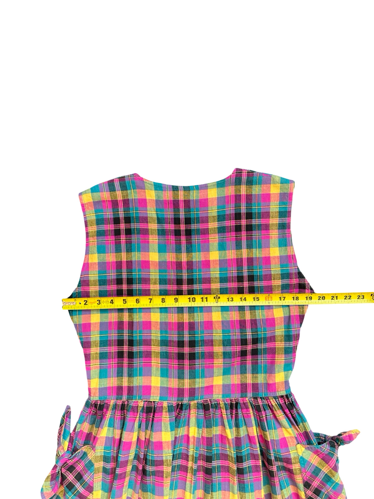 Vintage Multicolor Black Pink Plaid W’s M 100% Cotton Button Front Dress Pockets