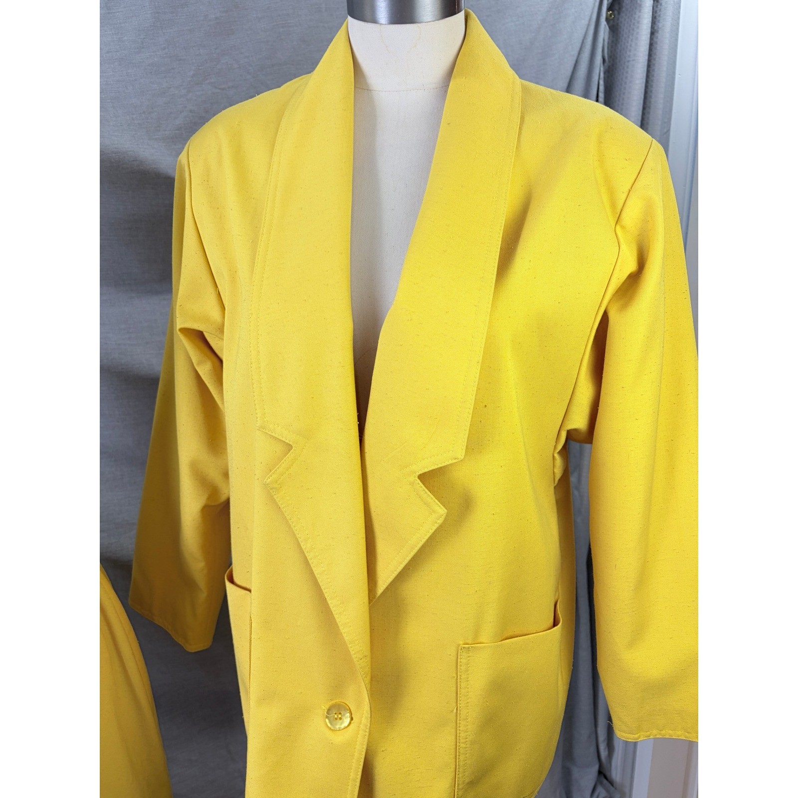 Vintage 80s Edith Flagg Three Flaggs Yellow Skirt Suit Skinner Couture Fabric 10
