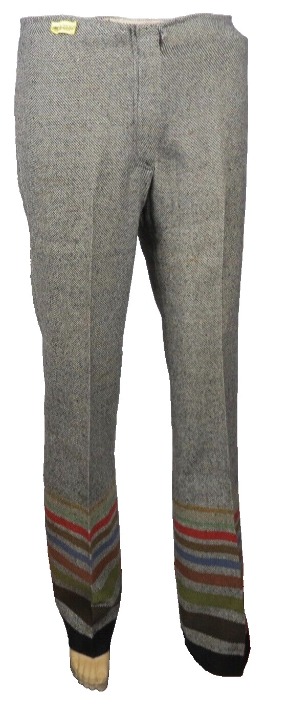 Miss Levi Wool Lined Pants 30″ Waist 32″ Inseam Vintage Flare Striped Bottom
