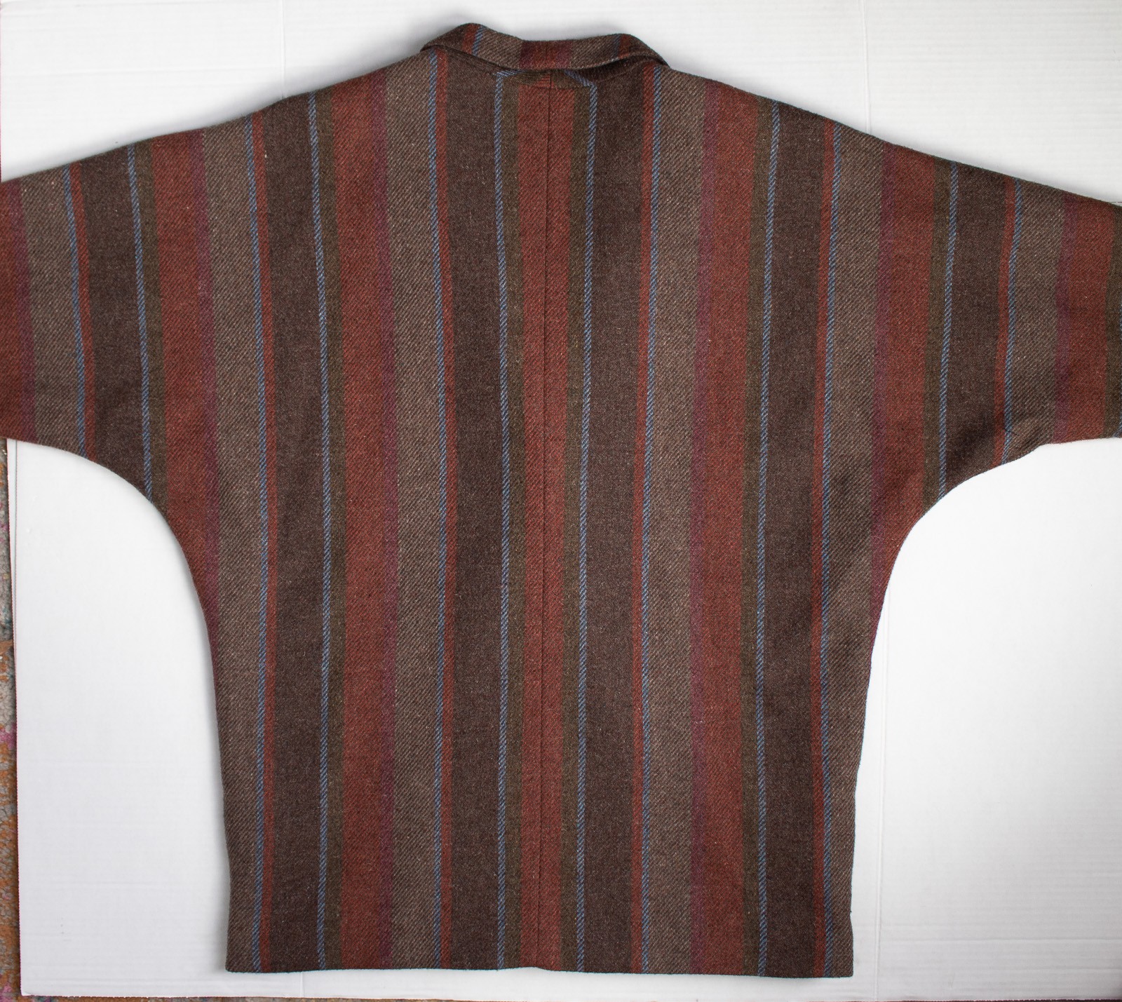 1970s Vintage Wool Tweed Dolman Sleeve Jacket Drop Waist Brown Orange Fall L